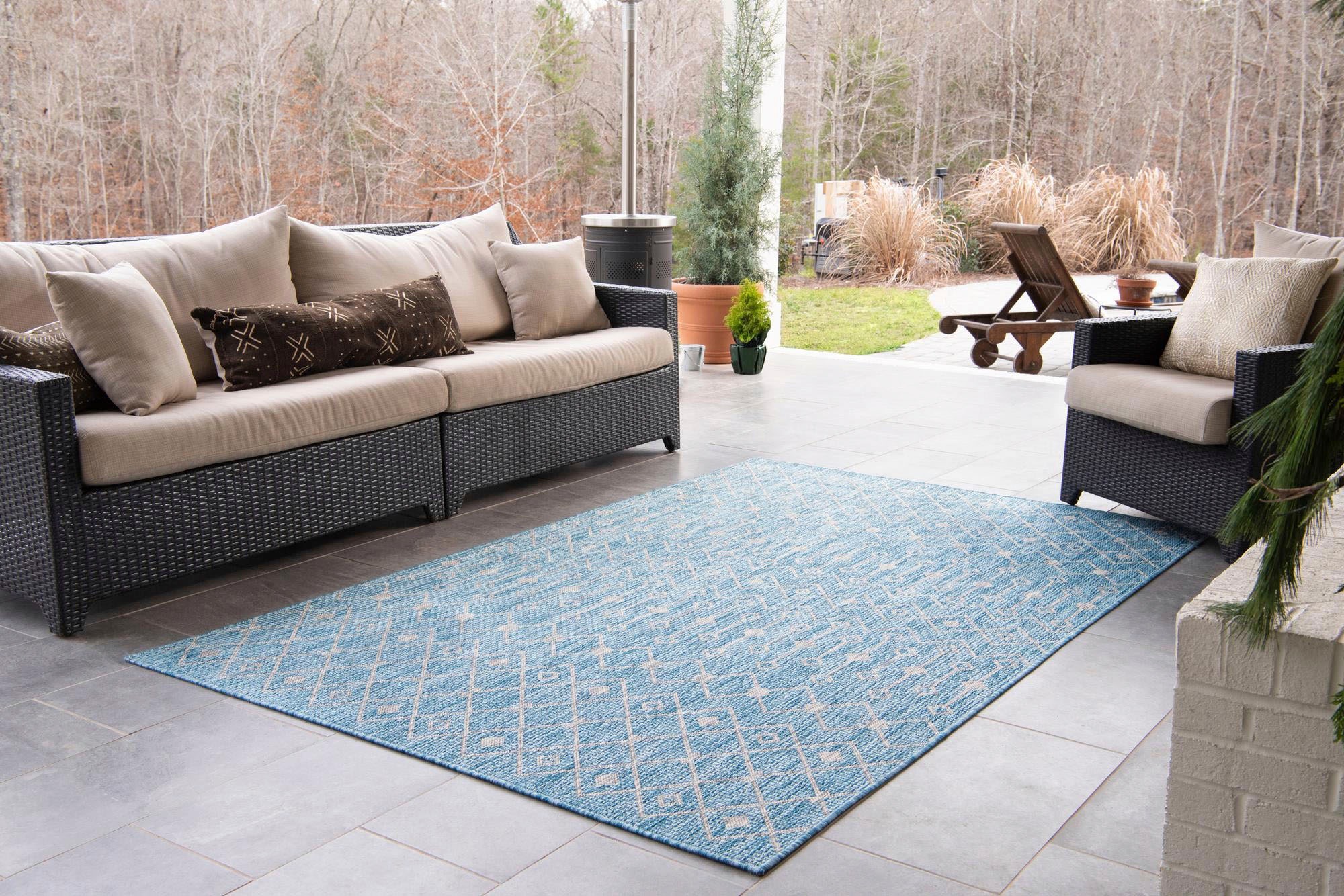 Myflair Möbel & Accessoires Teppich »Outdoor Crosses, LAGERRÄUMUNG!«, rechteckig, 4 mm Höhe, Flachgewebe, Rauten Muster, In- und Outdoor geeignet