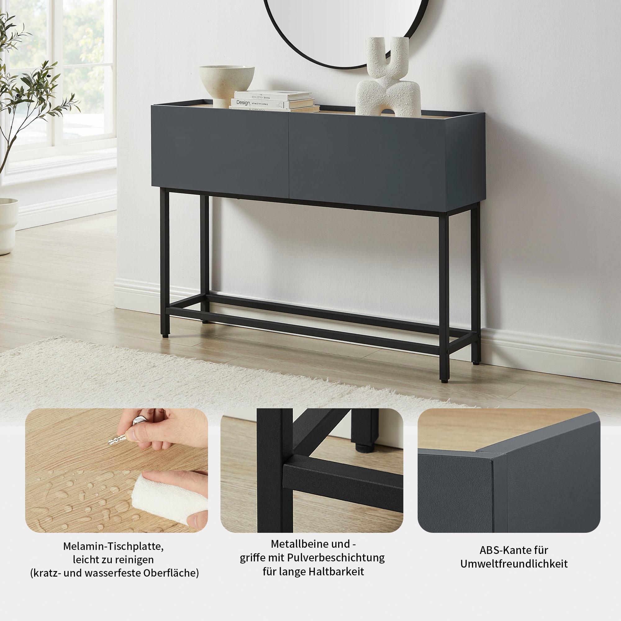 GOODproduct Table console »Azly« pflegeleichte Melaminoberfläche, Metallgestell, Breite 120 cm