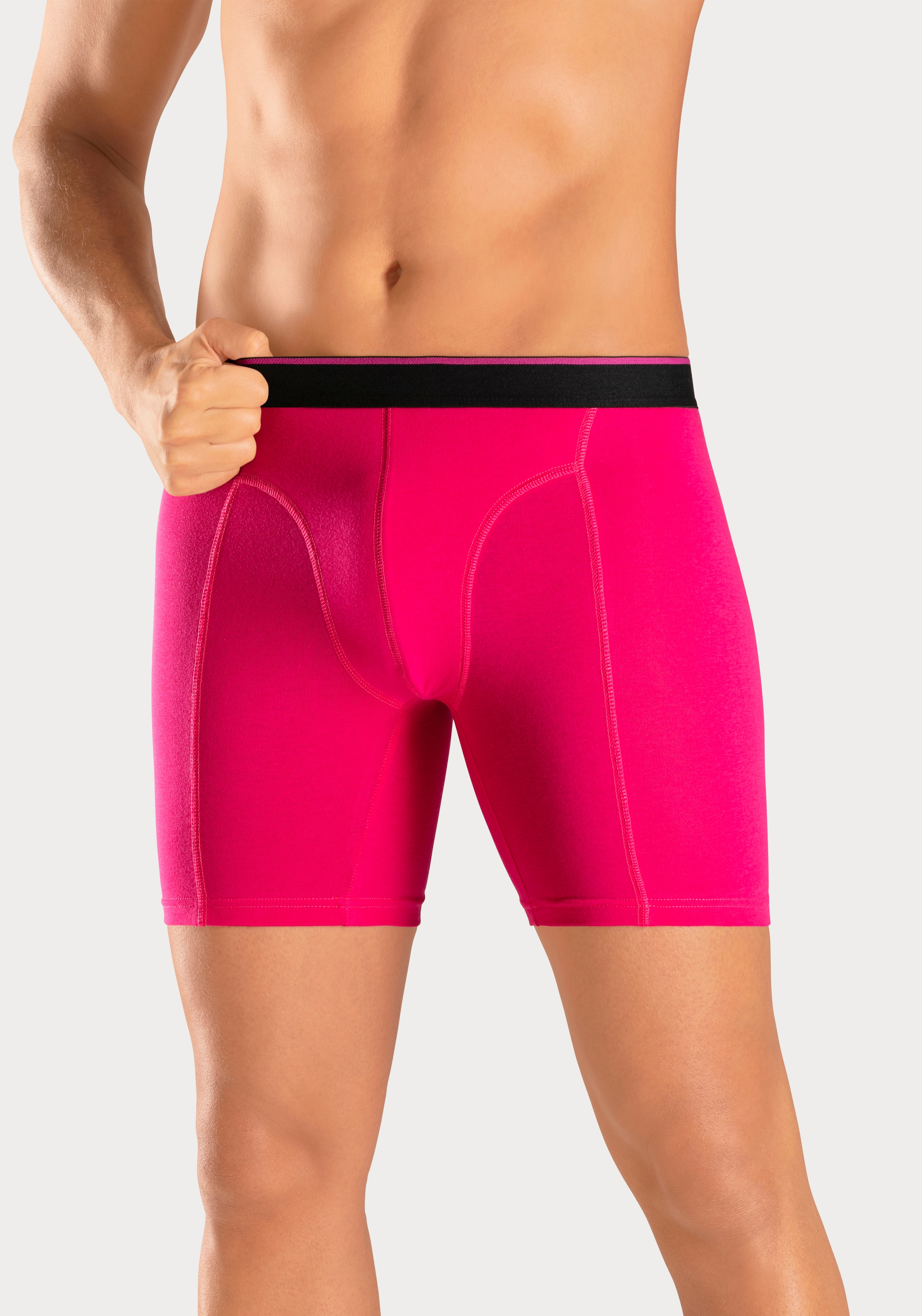 AUTHENTIC LE JOGGER Langer Boxer Packung, 5 Stk. tlg., mit zweifarbigem Webbund und längerem Bein