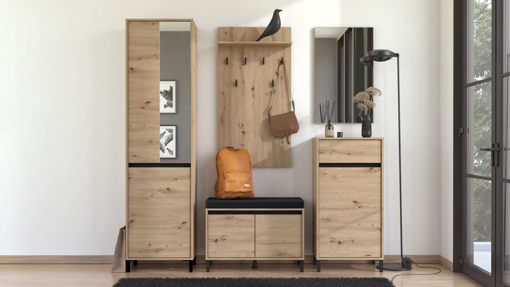 Image of Home affaire Garderoben-Set "Arran Flurmöbel, Dielenmöbel, Flurschrank, Flurgarderobe Breite 189 cm" 5tlg