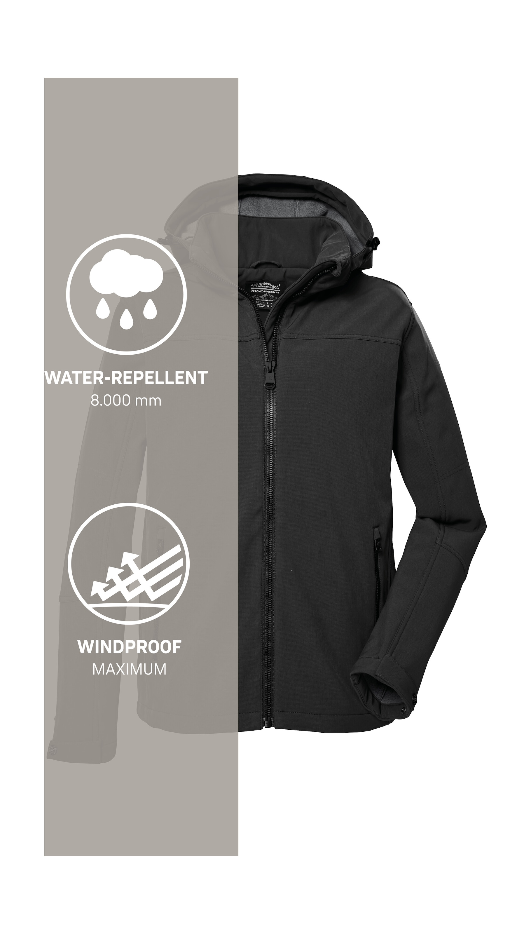 Killtec Softshelljacke »Herren Softshelljacke« Wasserabweisende Softshelljacke mit Fleece, abnehmbarer Kapuze