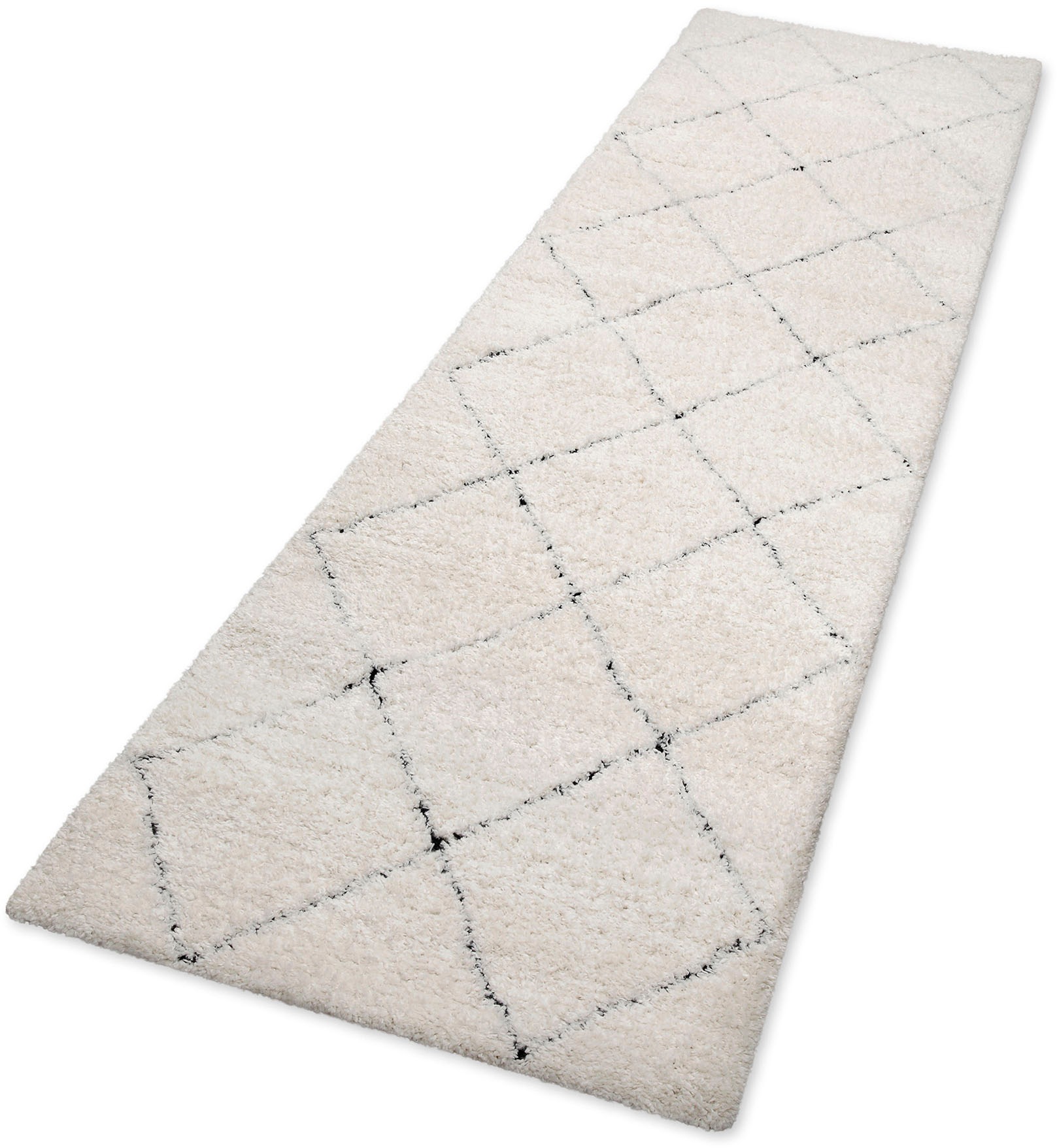 Image of GOODproduct Hochflor-Teppich "Aveline, auch als Läufer erhältlich" rechteckig 35 mm Höhe Langflor, Shaggy im Berber Stil, geometrisch, Raute, Wohnzimmer