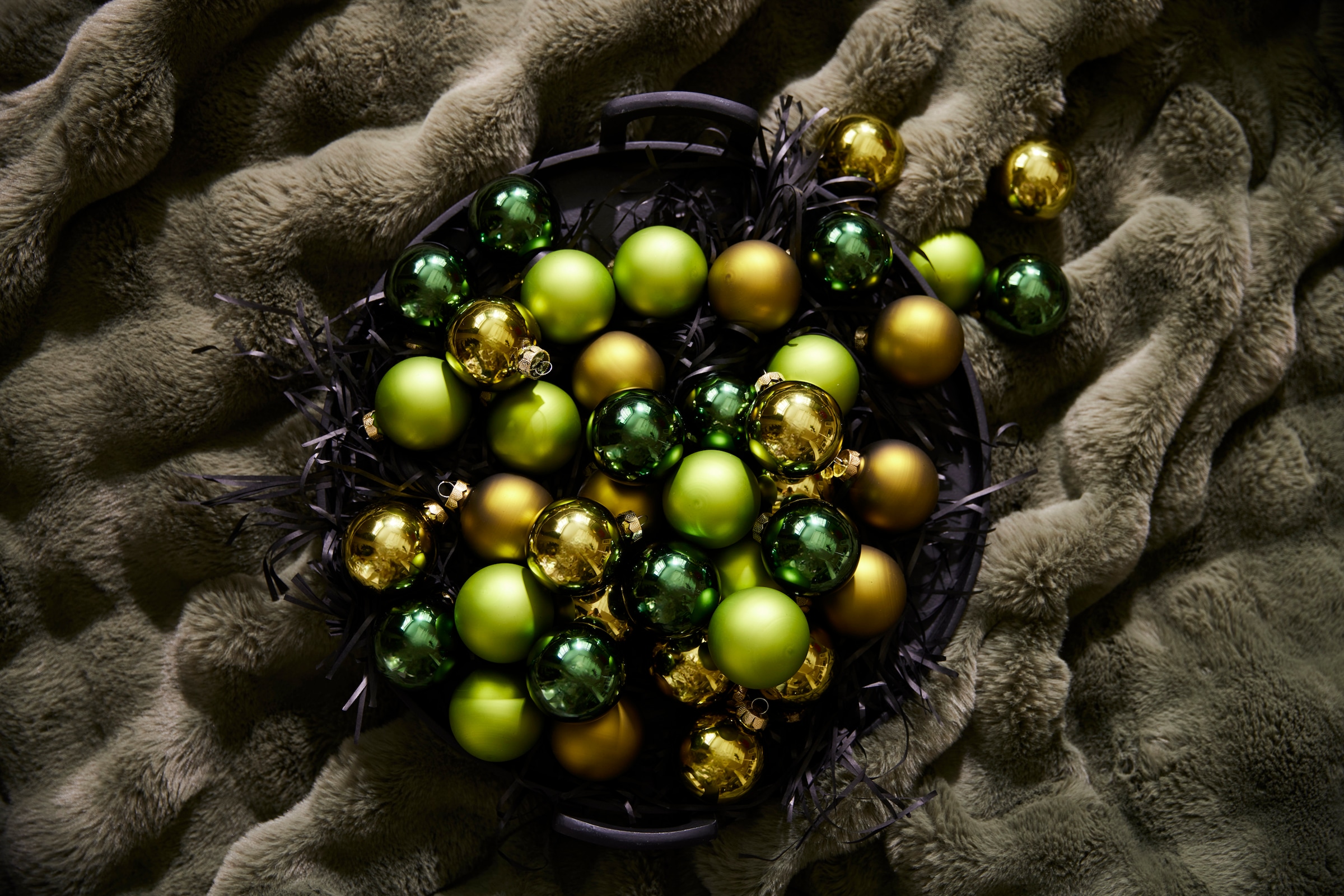 MAGIC by Inge Boule de Noël »Golden Meadow« en verre, 30 boules de 6 cm, avec 50 suspensions