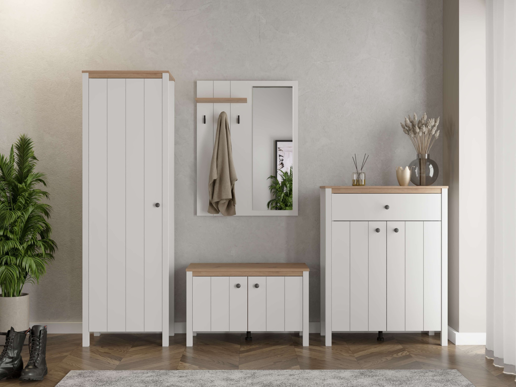 Image of Home affaire Garderoben-Set "Bedford, Flurmöbel, Dielenmöbel, Flurschrank, Flurgarderobe B= 231 cm" 4tlg, 4 Stk. tlg.