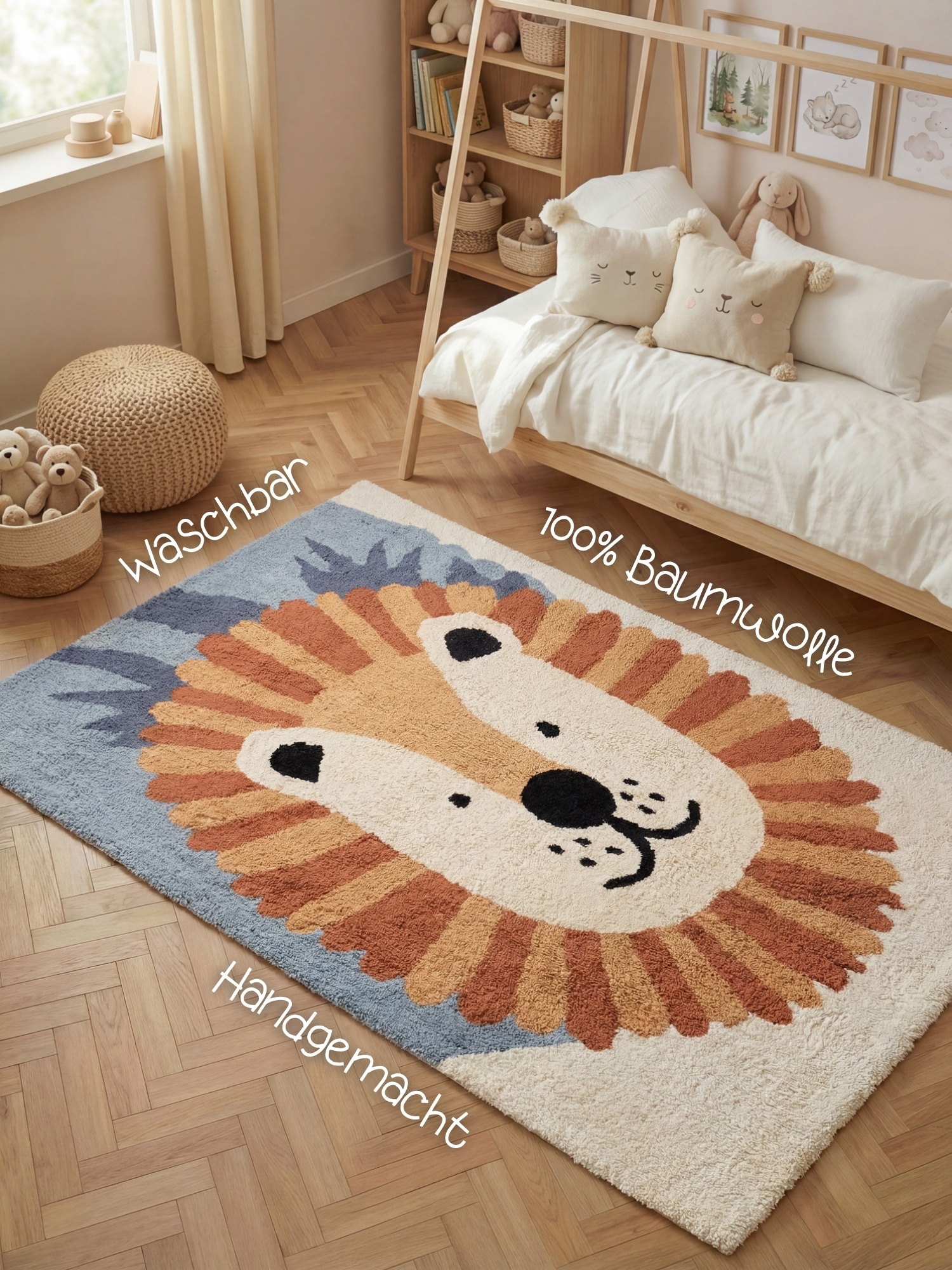 HANSE Home Tapis pour enfants »Samba« Rectangulaire 10 mm Höhe lavable, fait main, doux, antidérapant, tapis de jeu pour chambre d'enfant