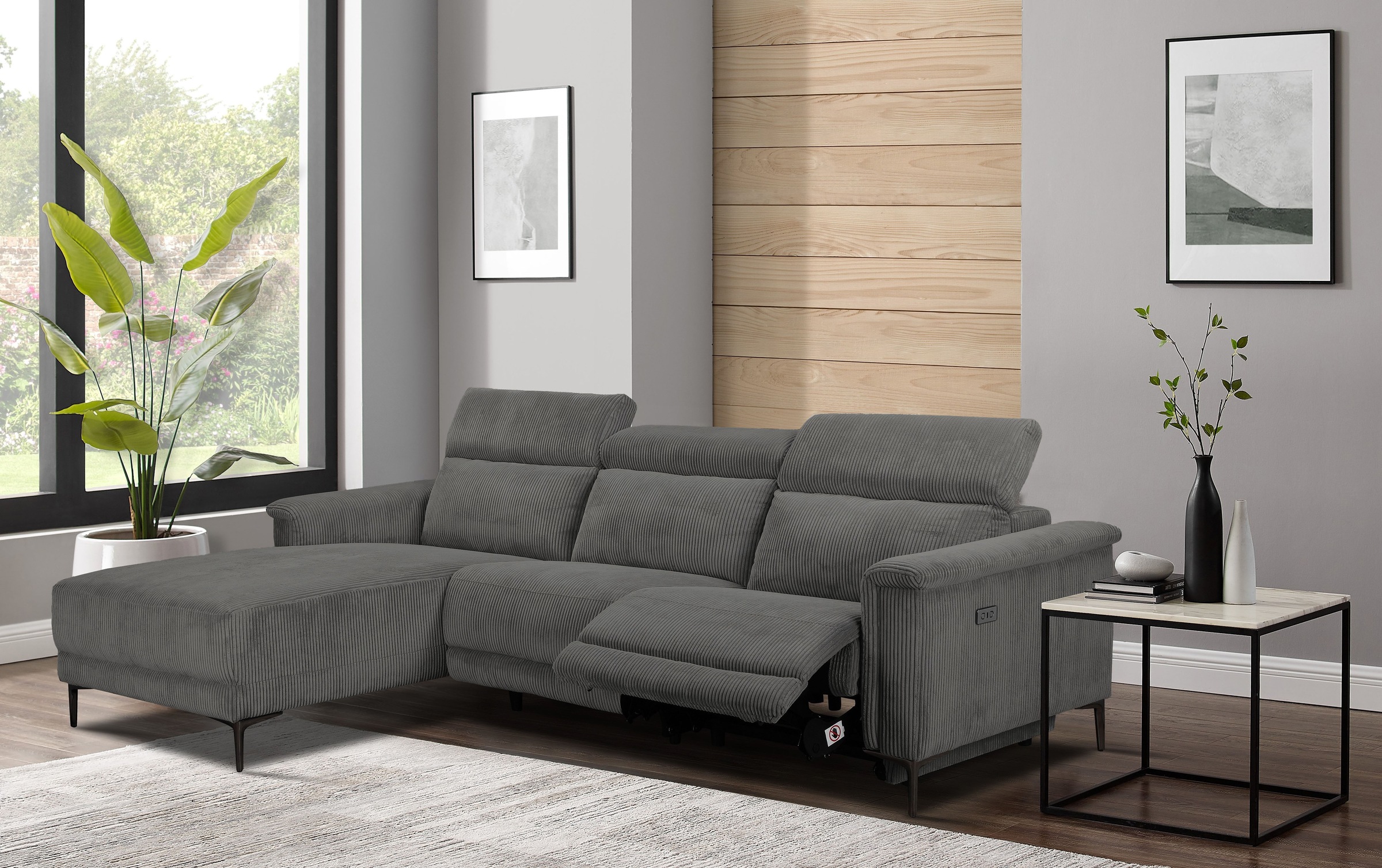 Image of GOODproduct Ecksofa "LUND Cord, L-Form, 261 cm, man. o. elektr. Relaxfunktion (mit USB-A)" und Kopfteilverstellung