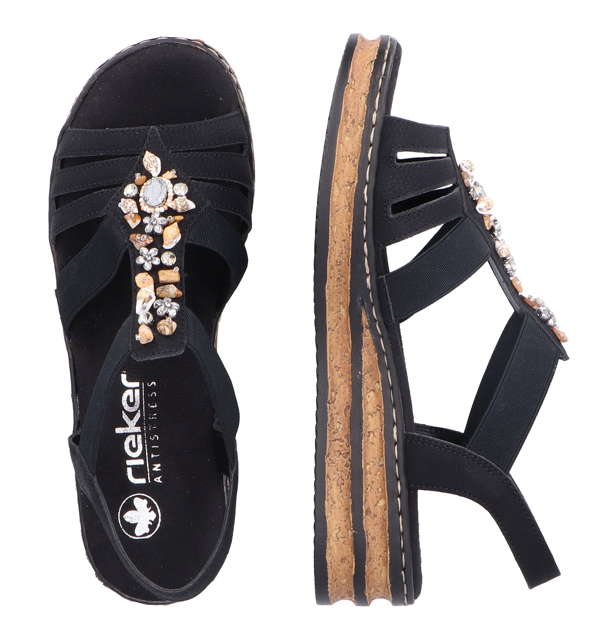 Rieker Plateausandale, Sommerschuh, Sandalette, Plateauabsatz, mit kontrastfarbener Naht
