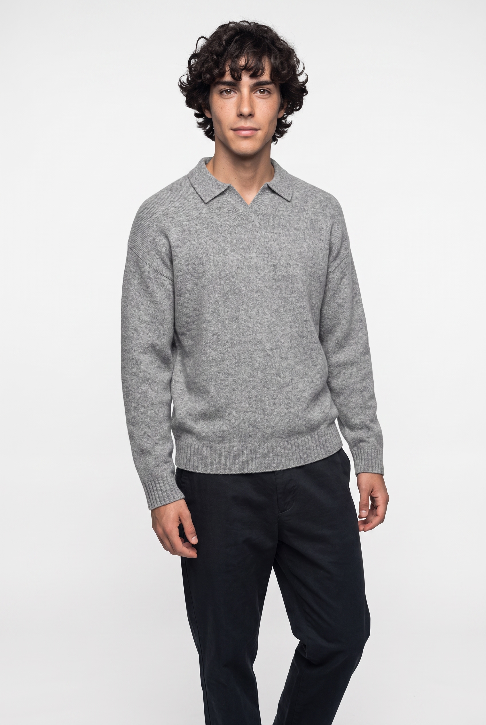 Jack & Jones Polokragenpullover »JJESOHO OLLIE KNIT SPLIT NECK SN« Materialmix, regular fit