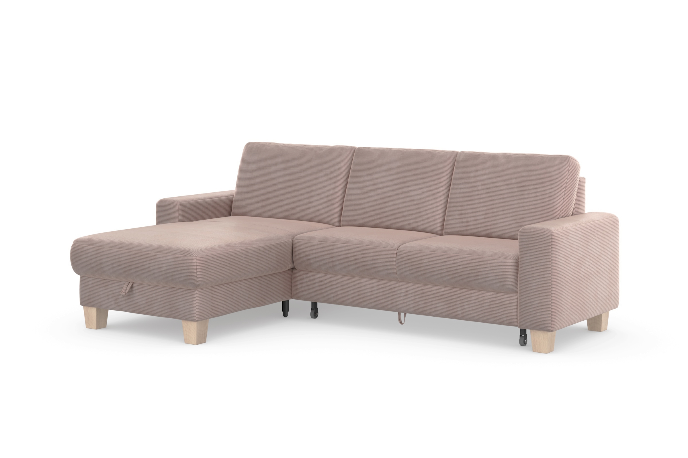 Home affaire Ecksofa »Summer L-Form«, mit Recamiere, mit oder ohne Bettfunktion und Bettkasten, Cord-Bezug