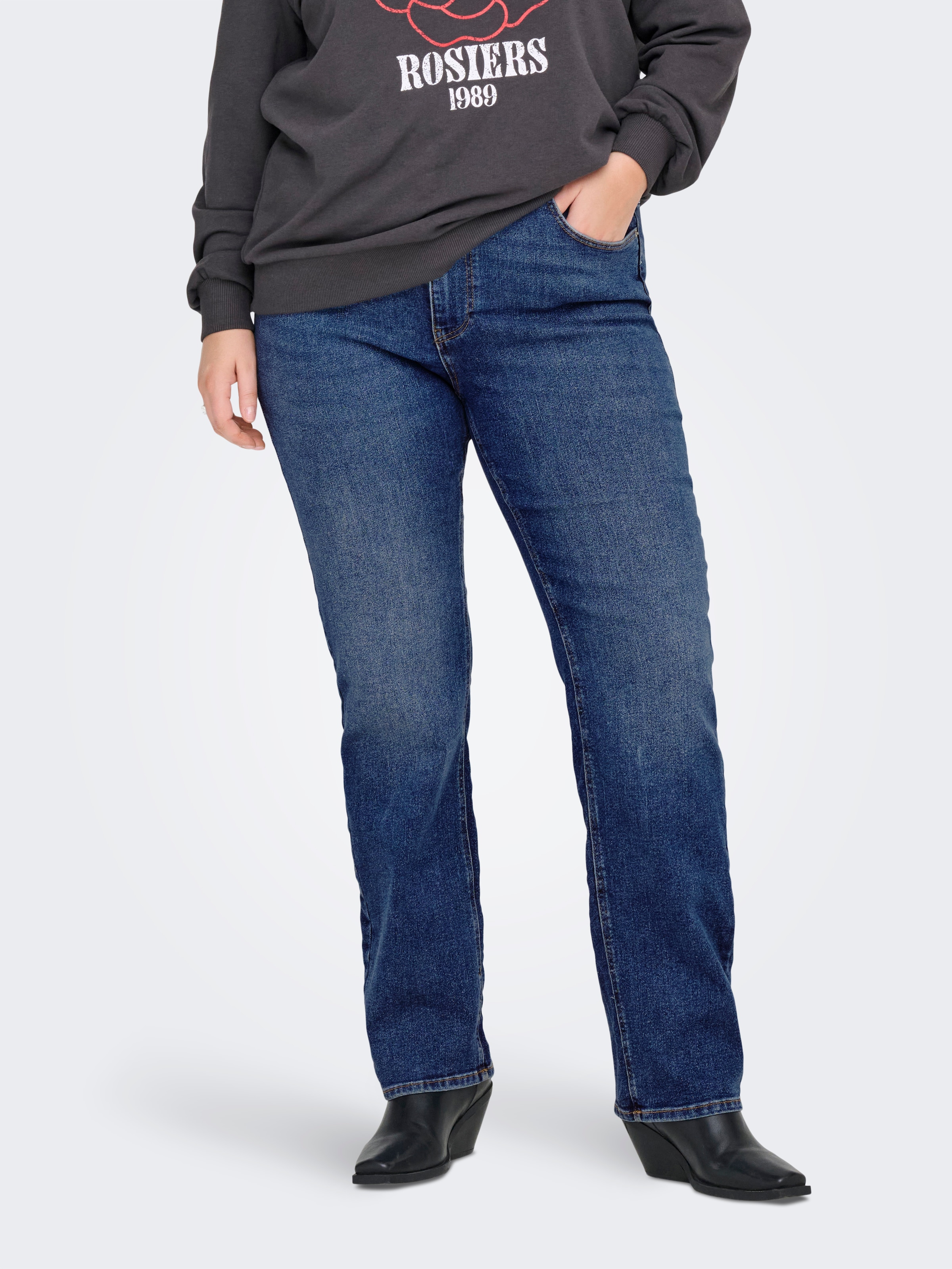 Image of ONLY CARMAKOMA Straight-Jeans "CARCRUZ EX HW STRAIGHT DNM PIMBOX BF"
