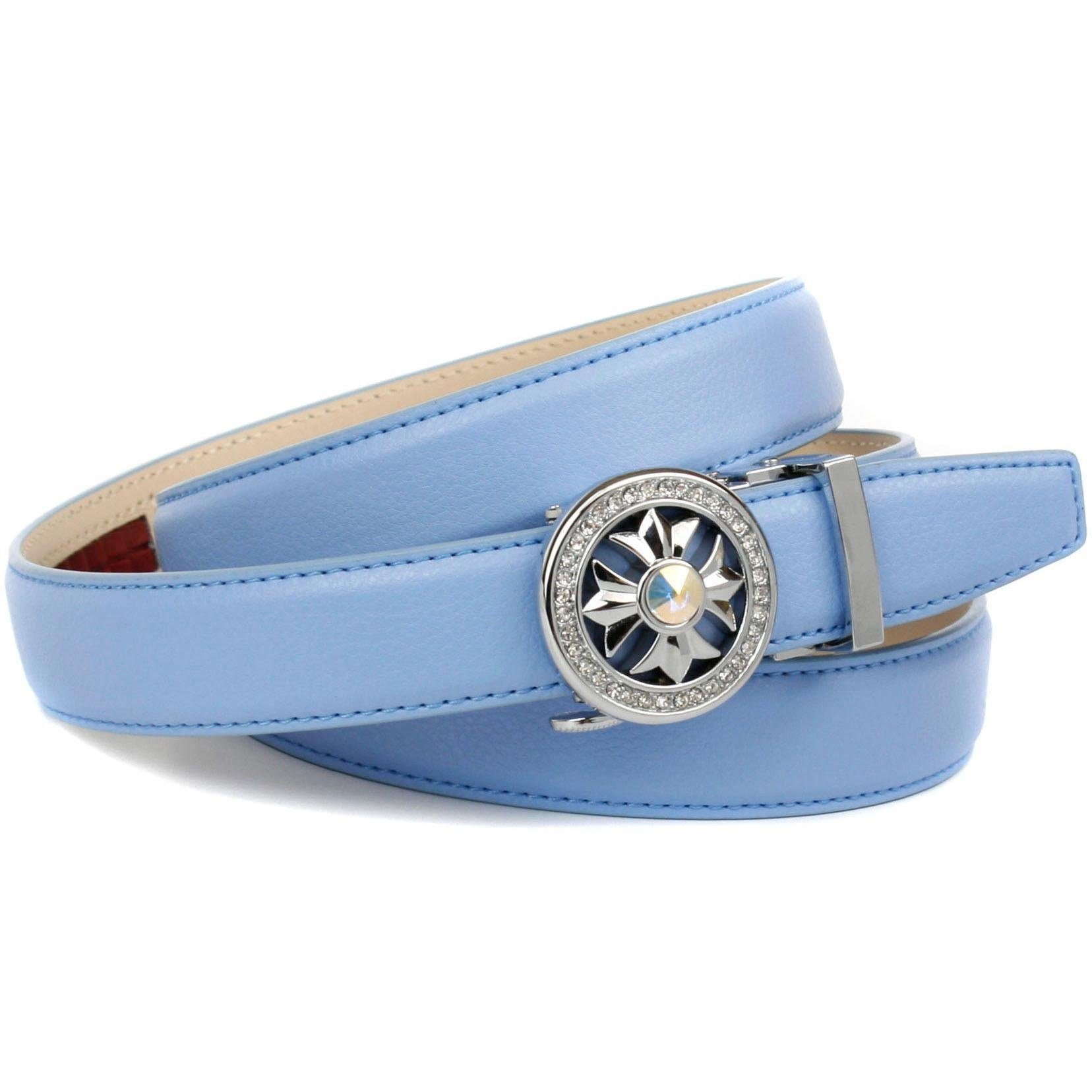 Image of Anthoni Crown Ledergürtel, in hellblau mit Kristall-Glas-Schnalle bei Ackermann Versand Schweiz