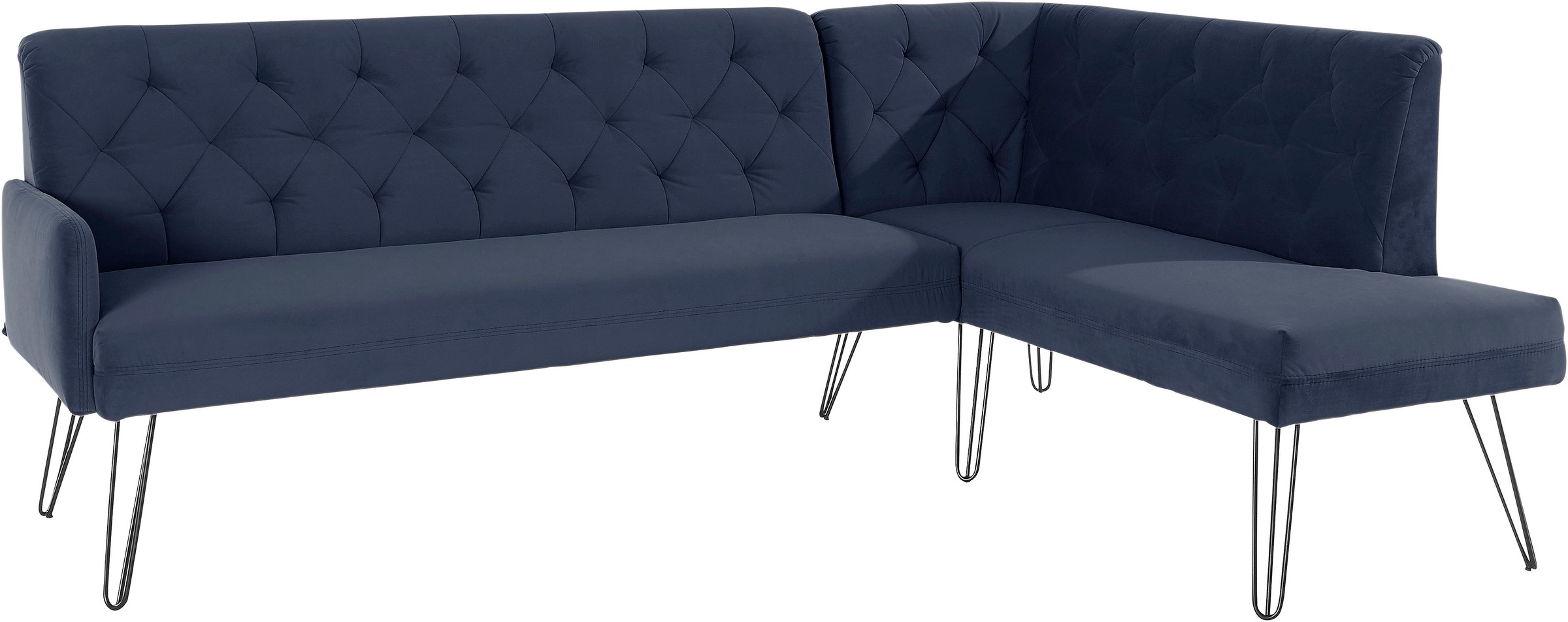 exxpo - sofa fashion Eckbank »Doppio, Chesterfield Optik, komfortabel und bequem, hohe Designfüsse«, Frei im Raum stellbar