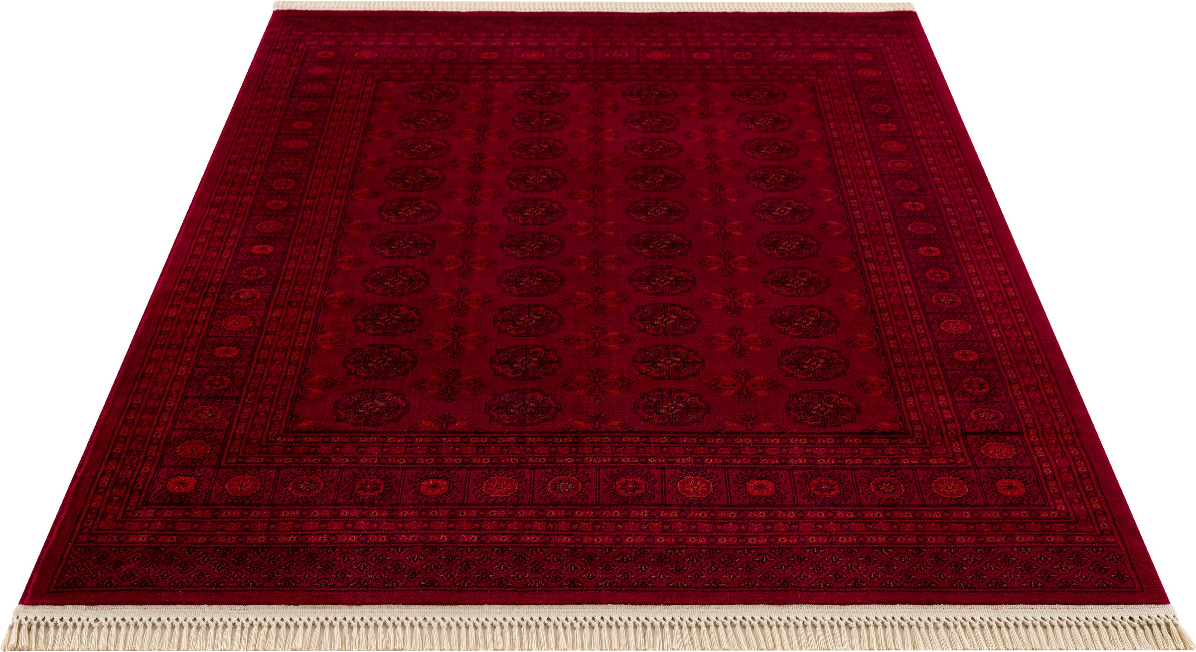 Image of DELAVITA Teppich »Johan«, rechteckig, 10 mm Höhe, Orient-Dekor, mit Bordüre, mit Fransen, Kurzflor, Weich, Pflegeleicht, Elegant, idealer Teppich für Wohnzimmer, Schlafzimmer, Esszimmer bei Ackermann Versand Schweiz
