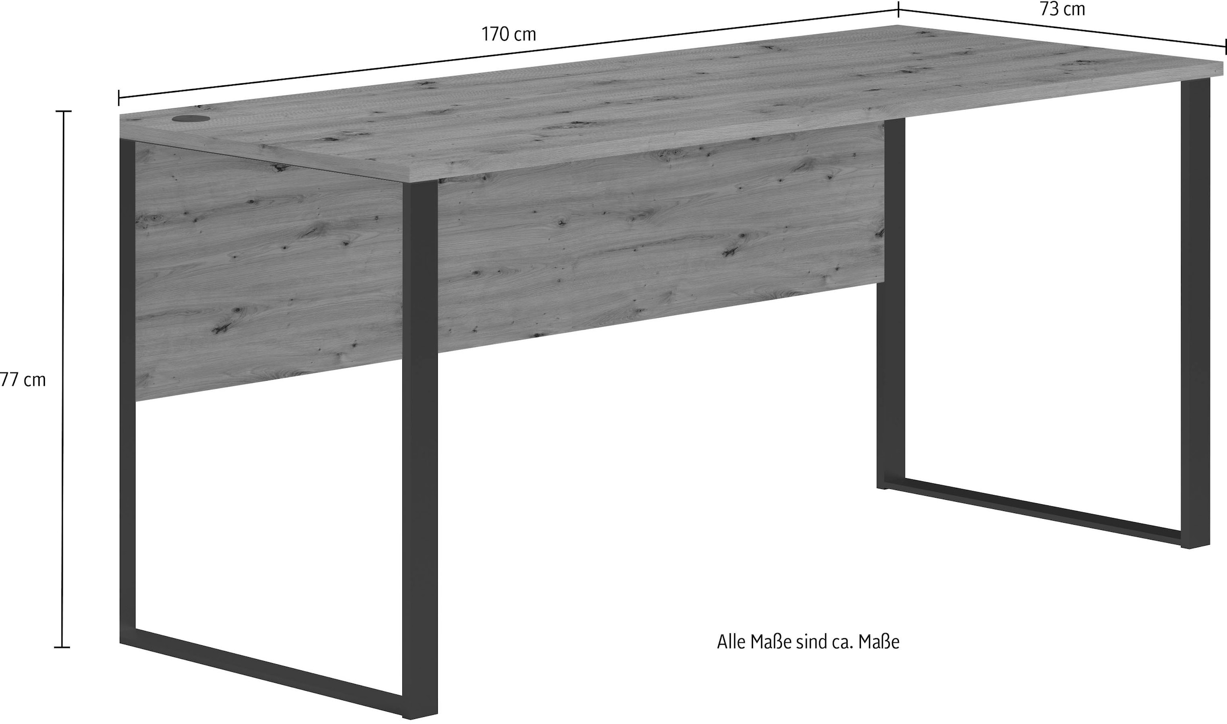 BEGA OFFICE Schreibtisch »Amanda« 1 Stk. tlg. Kabeldurchlass, Metallkufen, Breite 170 cm