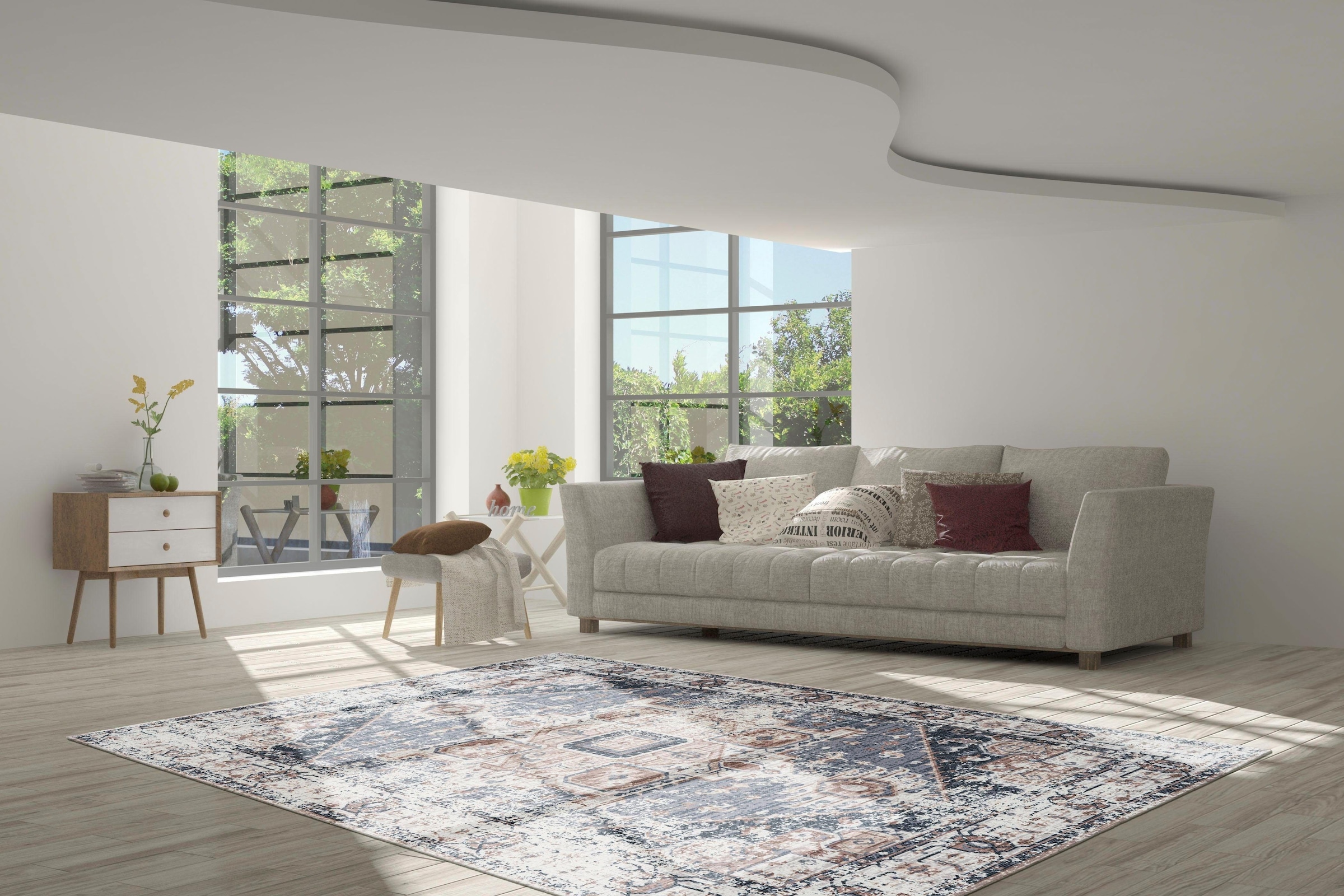 calo-deluxe Teppich »Emin 500«, rechteckig, 10 mm Höhe, reine Baumwolle, Wohnzimmer