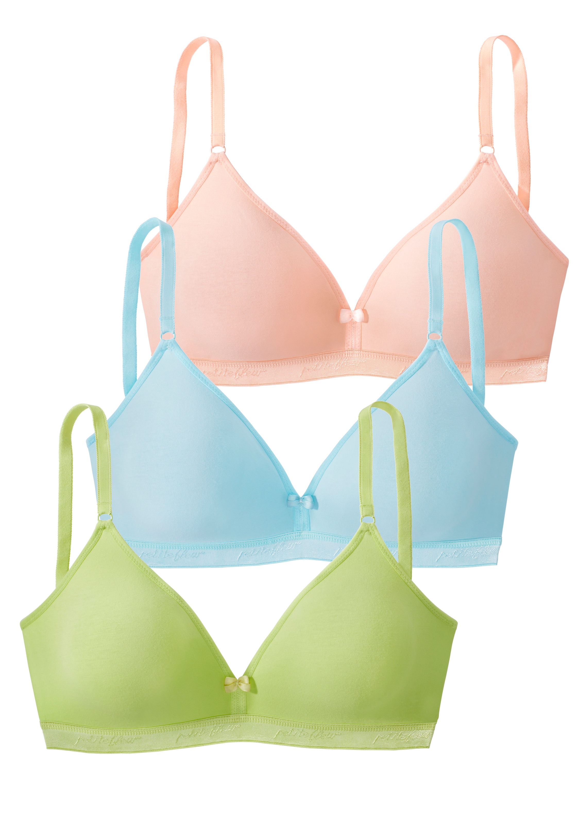 Image of petite fleur Bralette-BH Packung, 3 Stück, ohne Bügel aus Baumwolle, Basic, bequemer BH