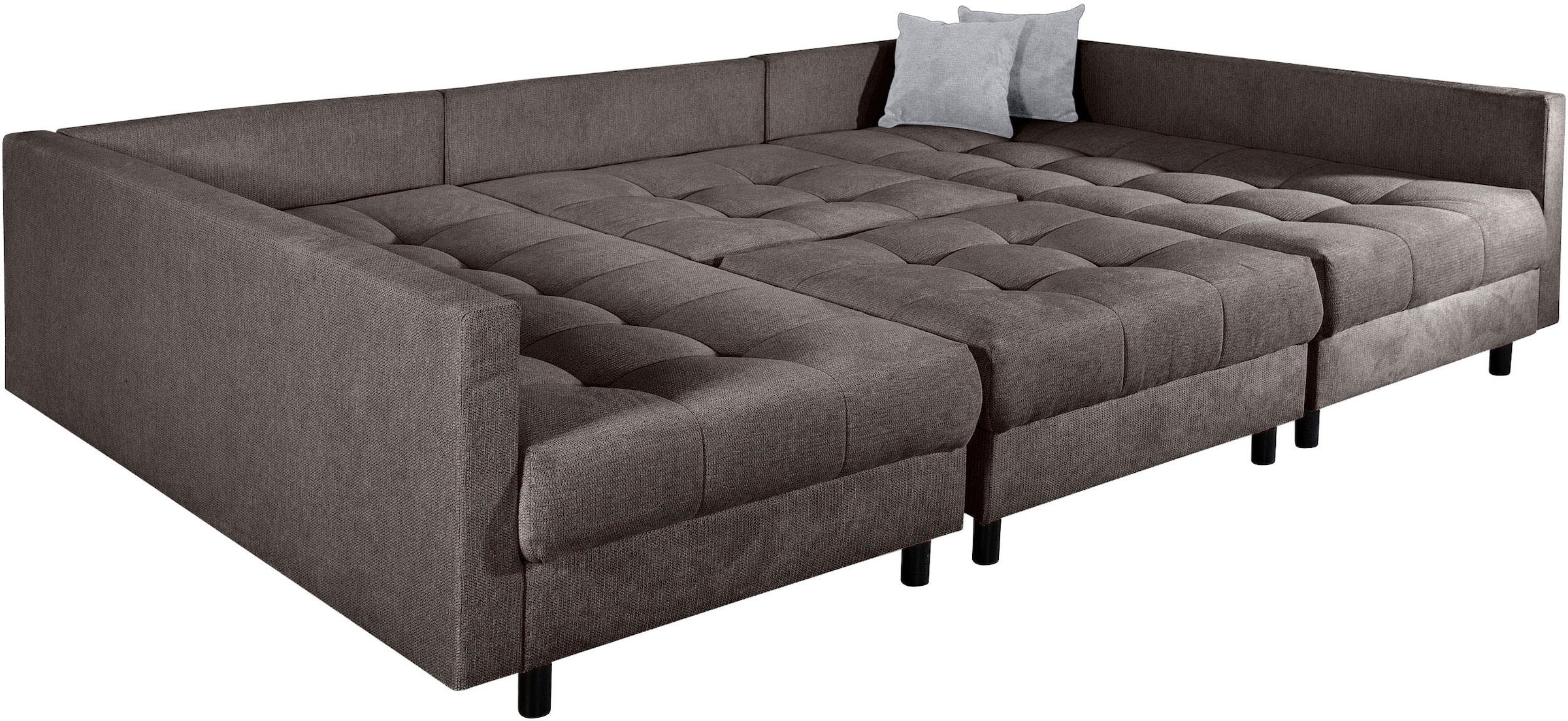 COLLECTION AB Wohnlandschaft »Toni U-Form, B: 298 cm, XXL-Liegefläche 282x178 cm mit Hocker« Set: Sofa & Hocker, 3 Zierkissen, Federkern
