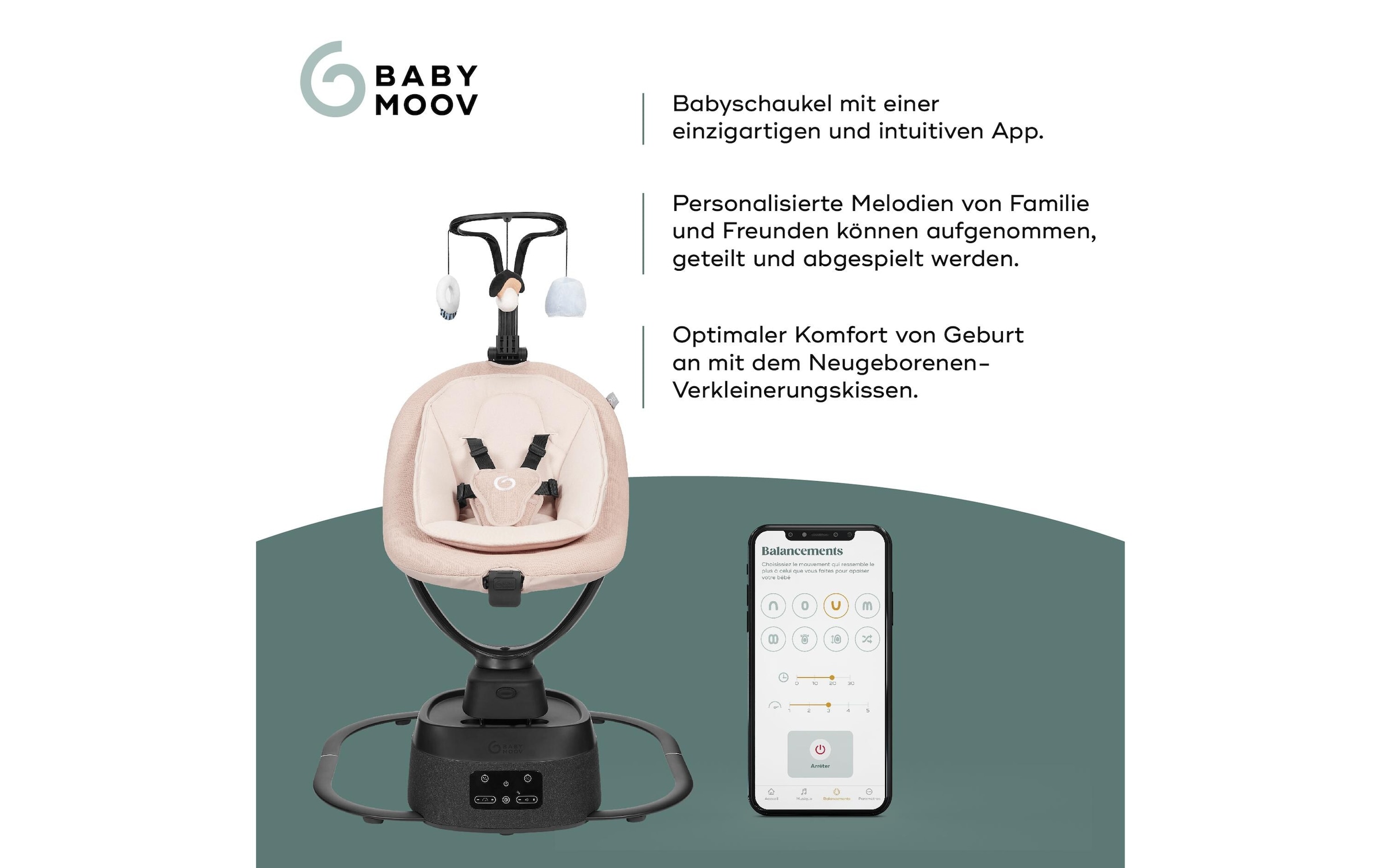BABYMOOV Babyschaukel »Swoon Evolution Connect Mocca«, bis 9 kg
