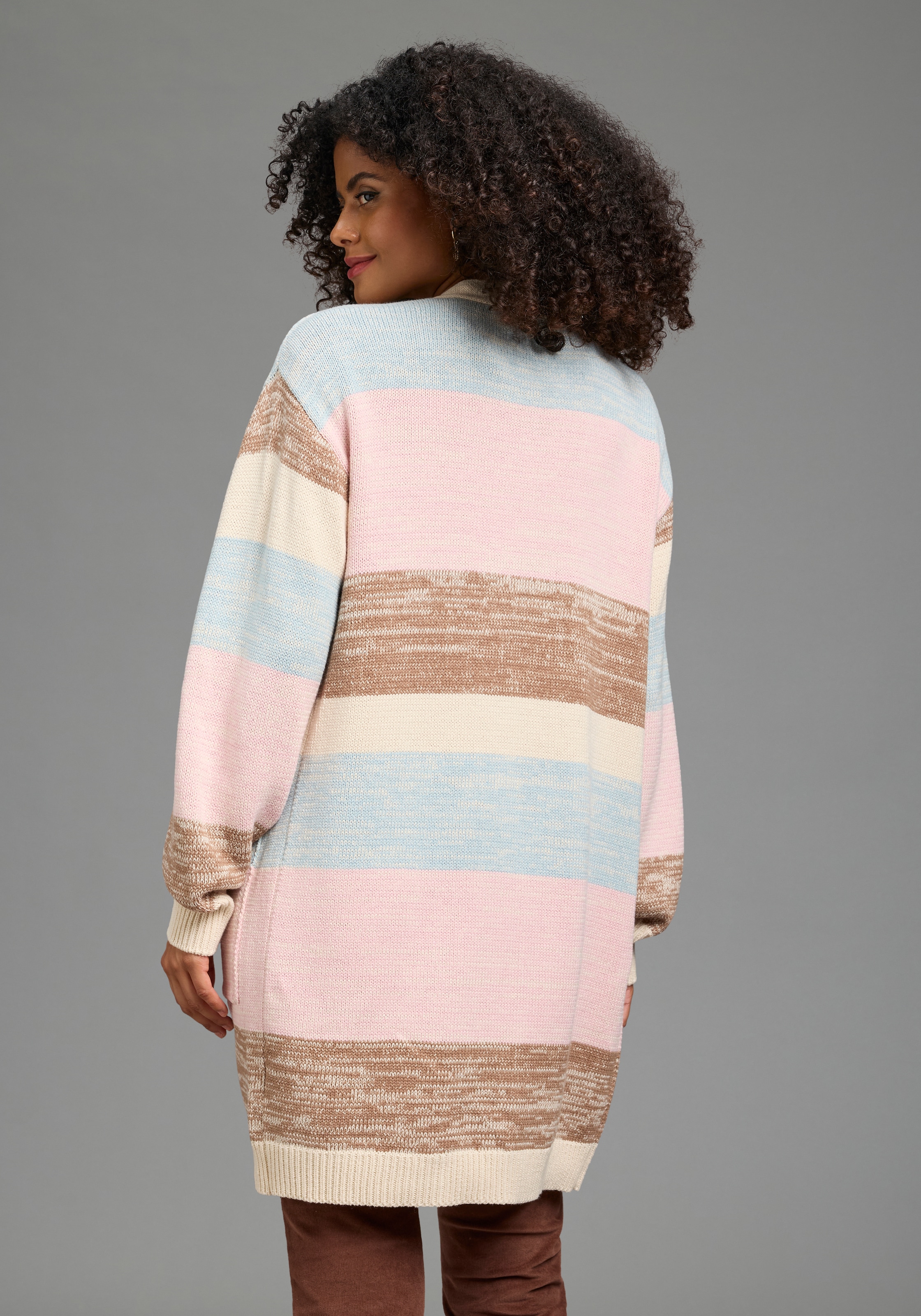 Neun Monate Cardigan de grossesse »Meliert Umstandsstrickjacke« aspect rayé, coupe confortable, chaud, en maille fine