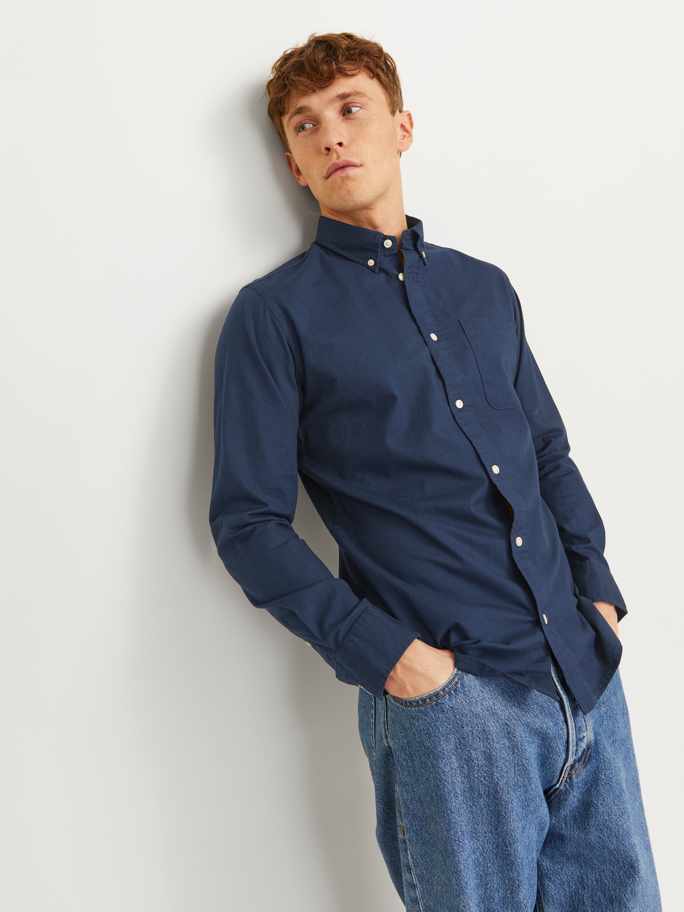 Jack & Jones Langarmhemd »BROOK OXFORD«, mit Button-Down Kragen

