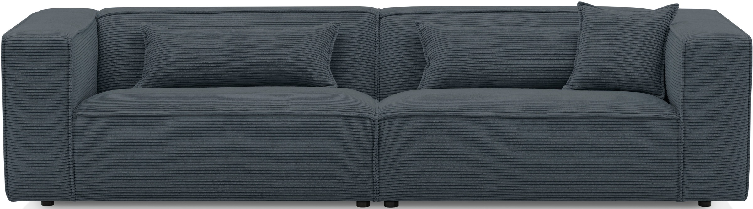 Image of LeGer Home by Lena Gercke 3-Sitzer "PIARA, Couch mit Kedernaht, Sofa in Cord, Leinenoptik o. Strukturstoff" schwarze Füsse, bequemer Sitzkomfort
