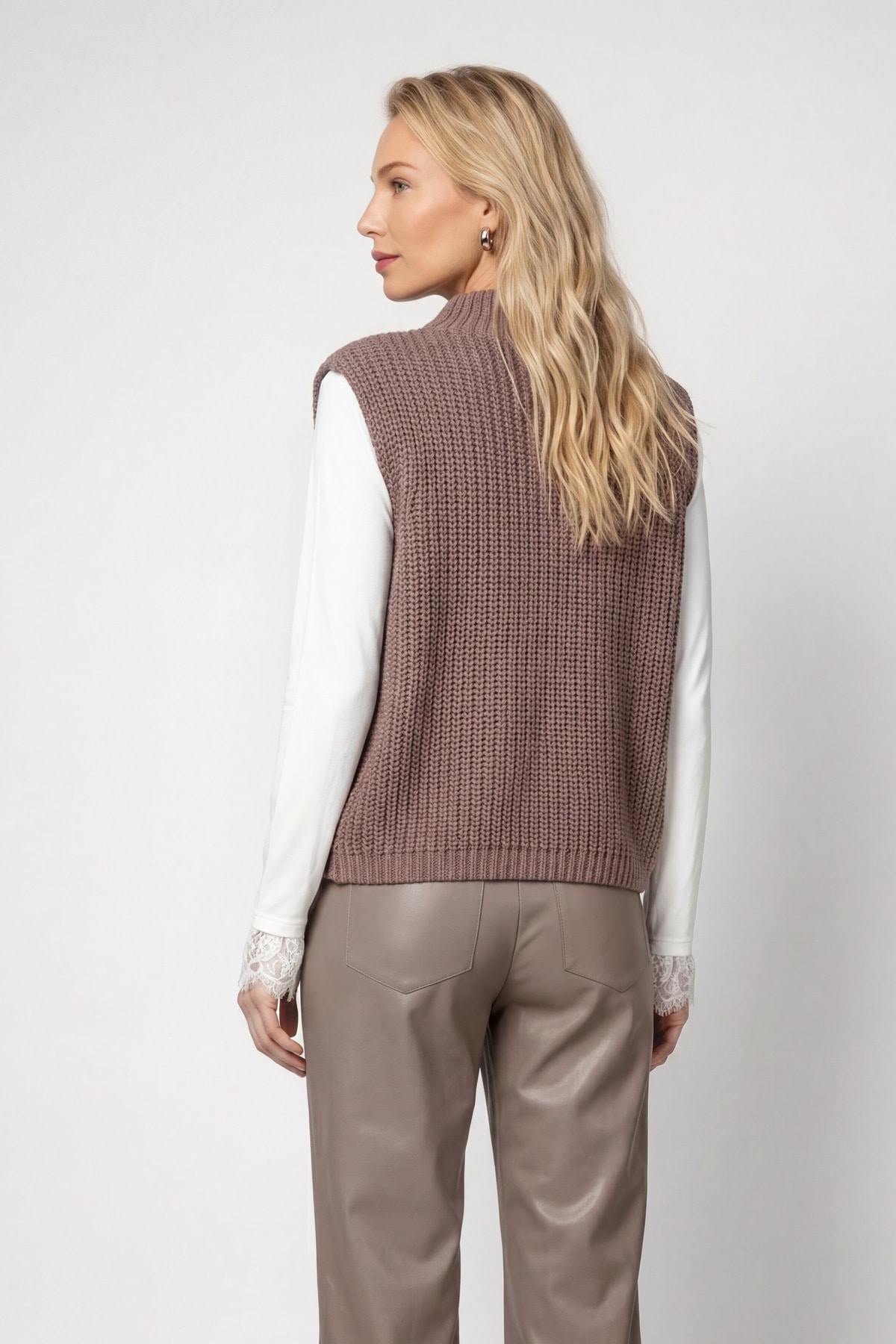 Monari Pull-over »Pullunder Basic Chenille« coupe régulière avec col montant