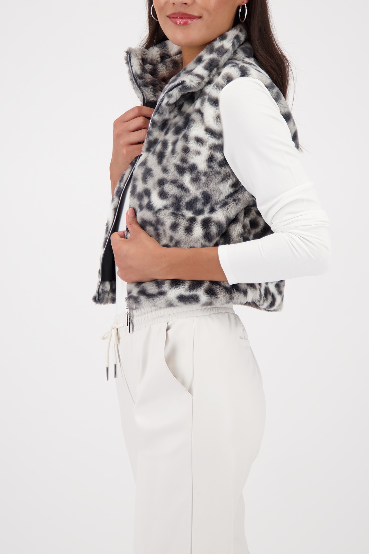 Monari Fellimitatweste »Weste fake fur Leo« Regular fit mit Stehkragen