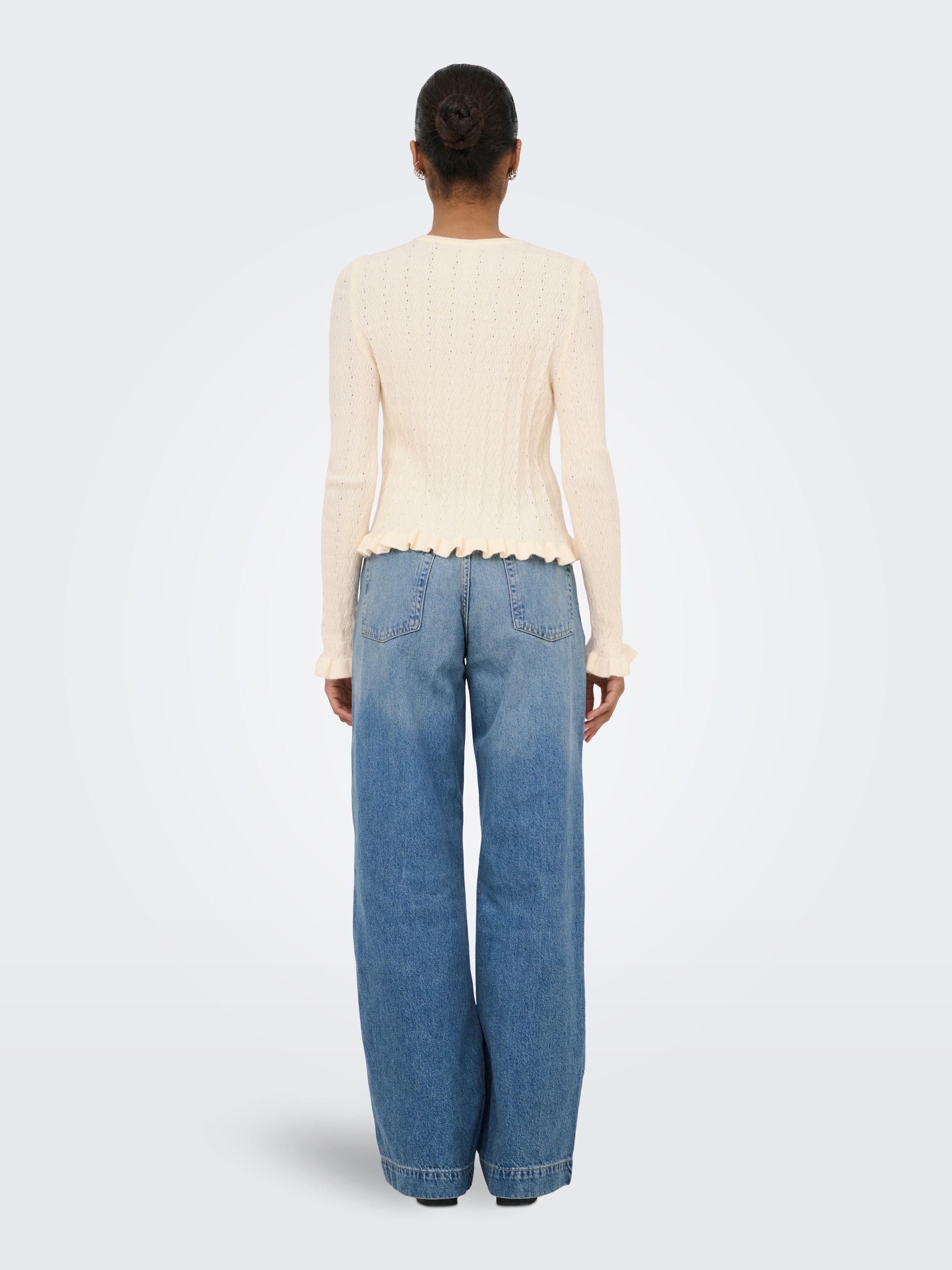 ONLY Veste en tricot »ONLIBI LS O-NECK FRILL CARDI EX KNT« mélange viscose, coupe régulière