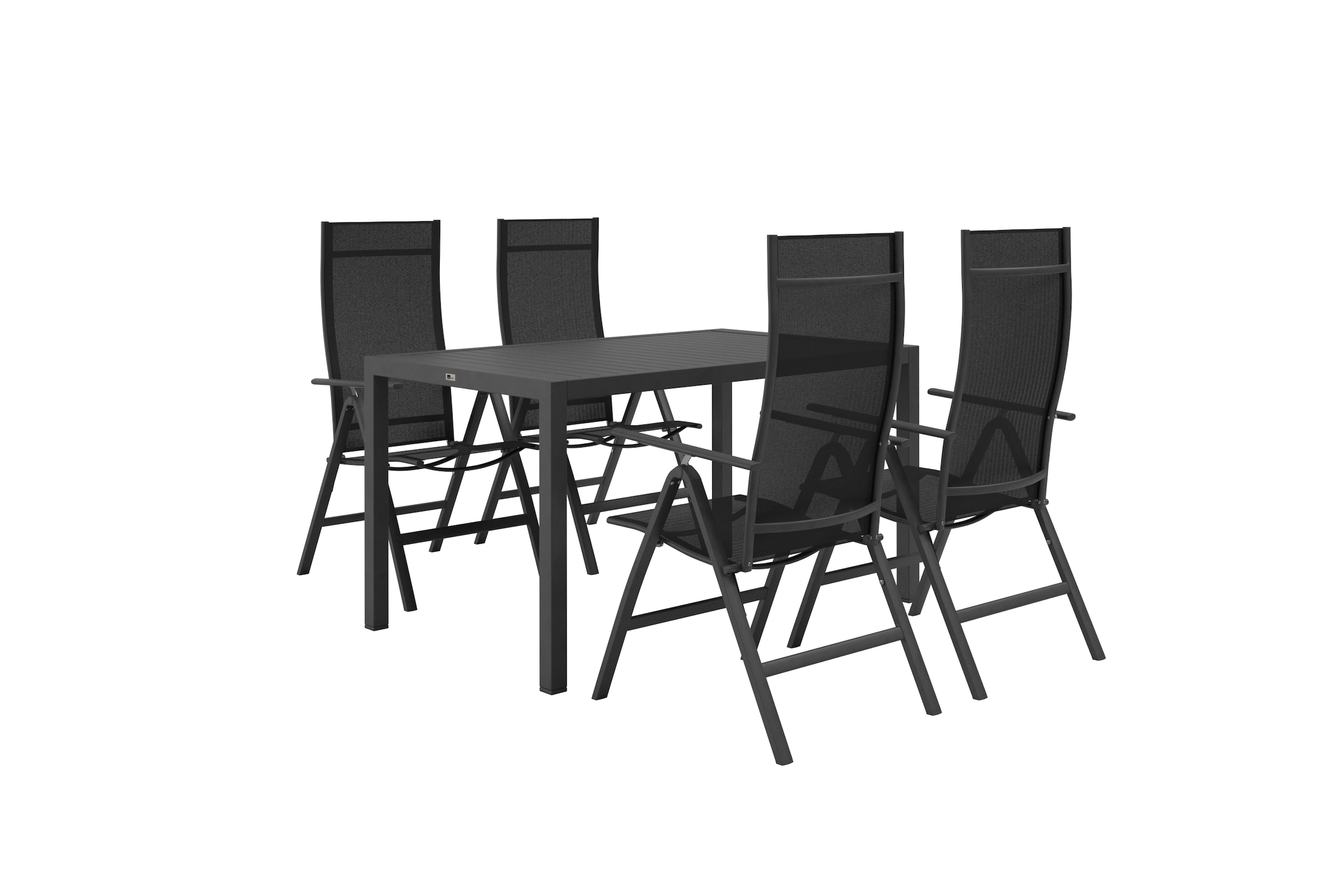 KONIFERA Salon de jardin »»Messina«« Ensemble, 4x fauteuils, table 90x160x75 cm, aluminium, tissu, 5 cuis tlg. table 90x160x75 cm, 4 chaises