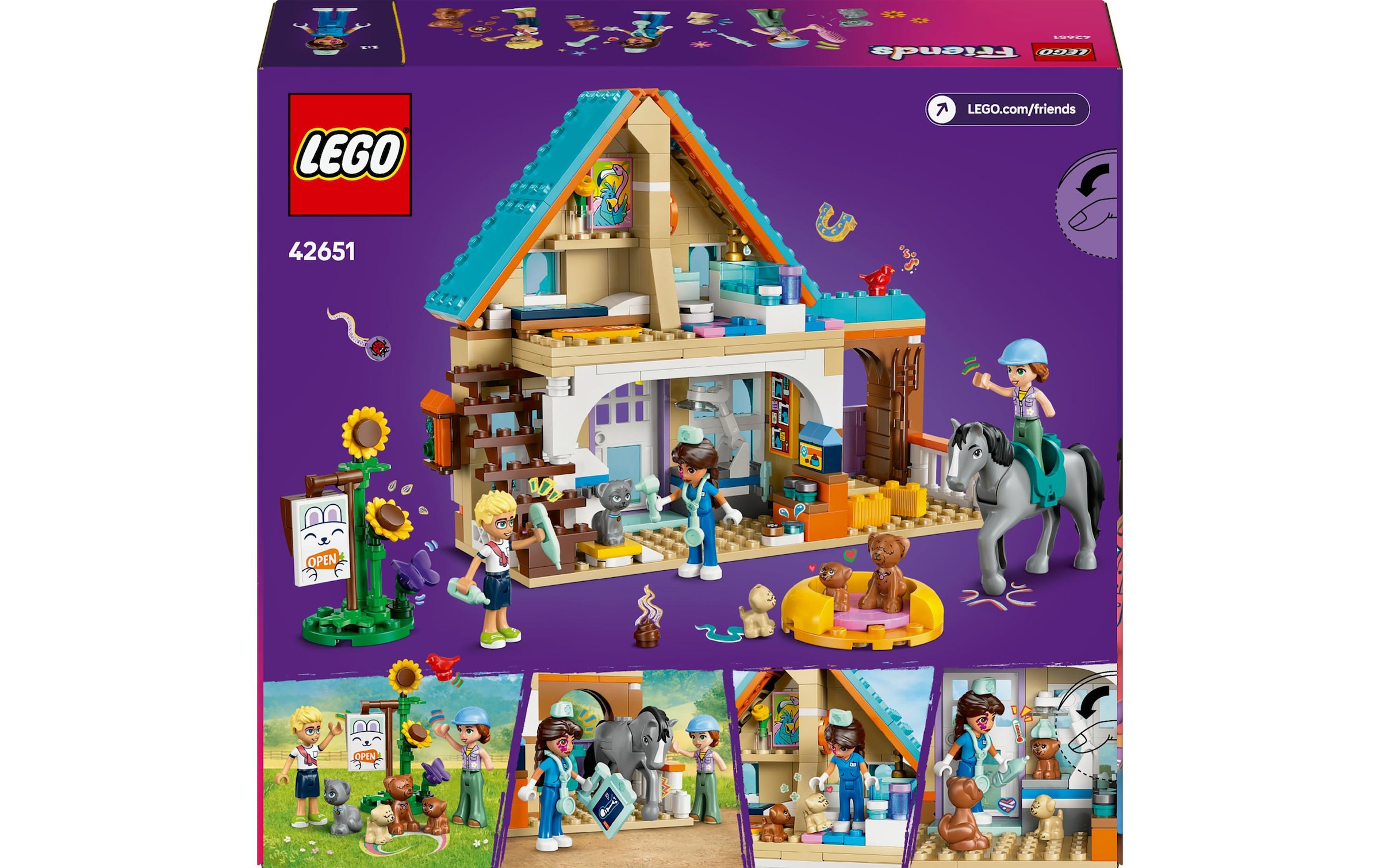 LEGO® Spielbausteine »Friends Praxis für Pferde und Haustiere 42651«, (428 St.)