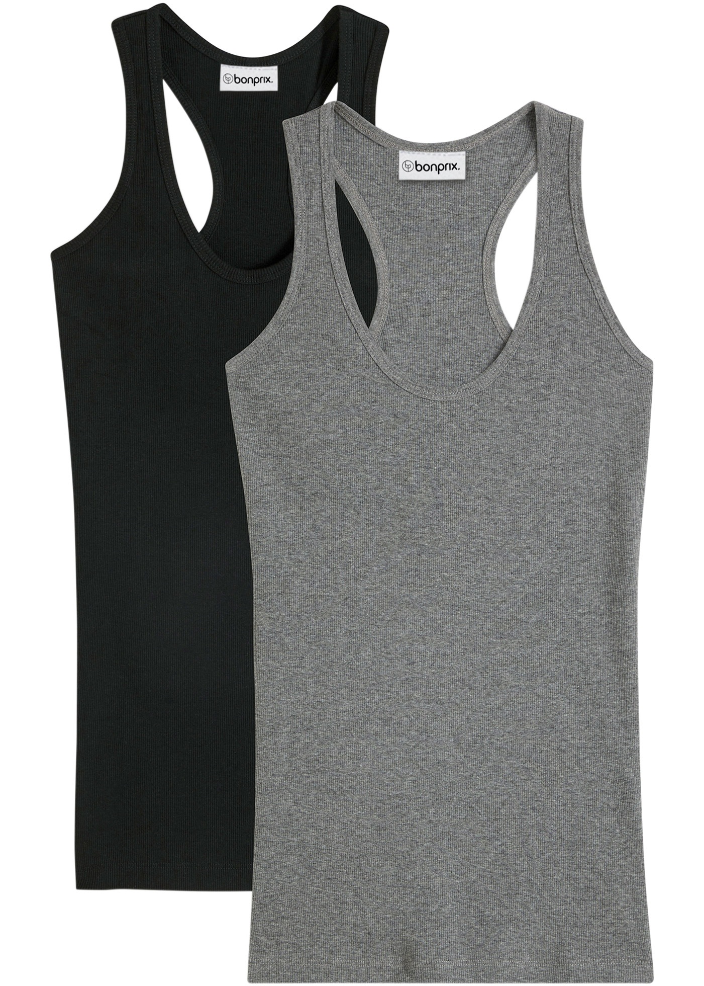 Image of bonprix Tanktop Packung, 2 Ringerrücken, Ripp-Qualität