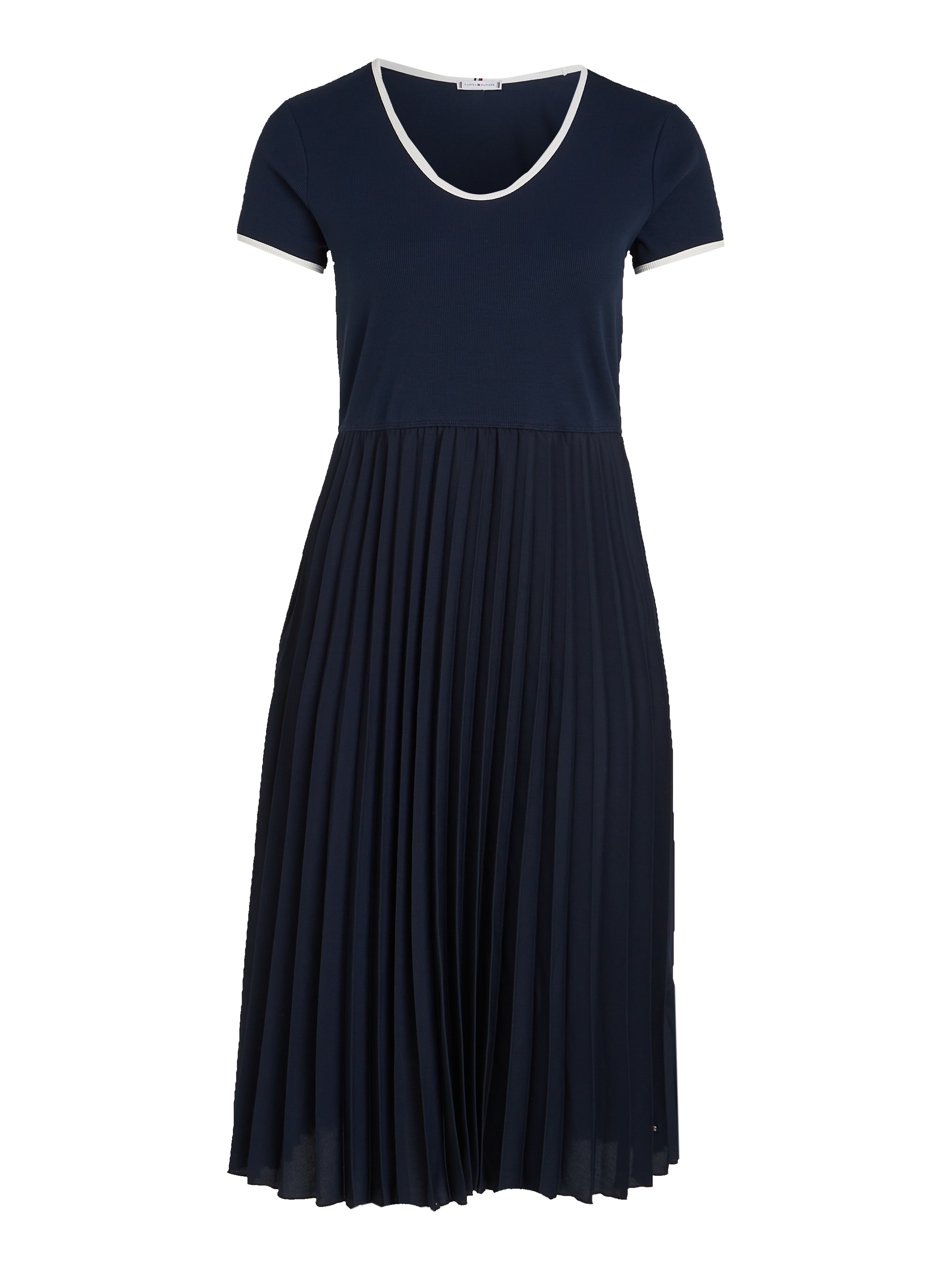 Tommy Hilfiger Curve Blusenkleid »CRV CONTRAST SOFT V-NK DRESS«, in Grossen Grössen, mit tiefem Rundausschnitt