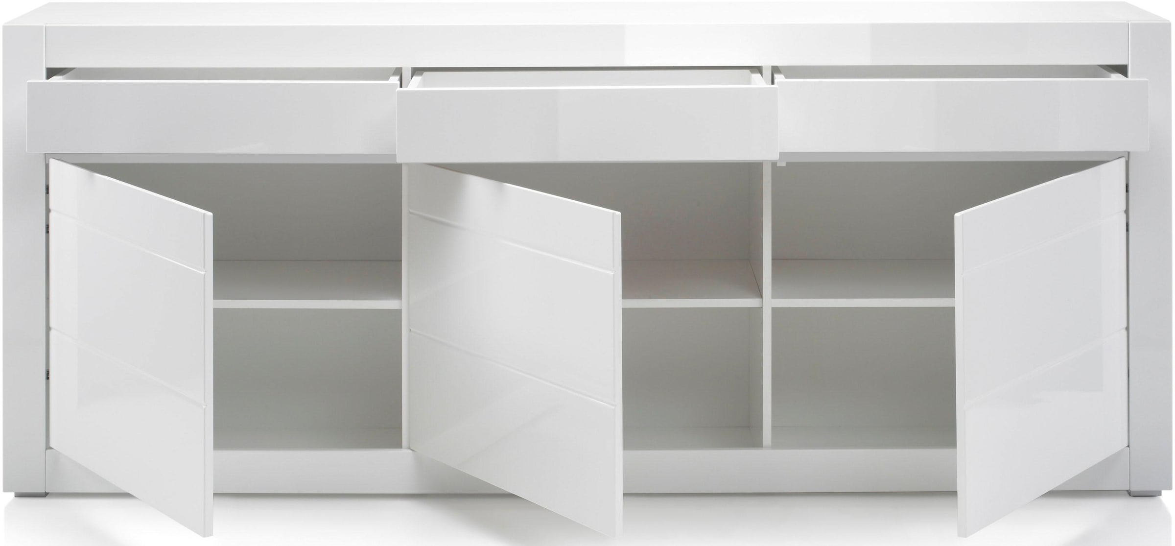Home affaire Sideboard »Carat« Breite 217 cm, wird mit zwei Leisten angeliefert, 1 x grau, 1 x weiss