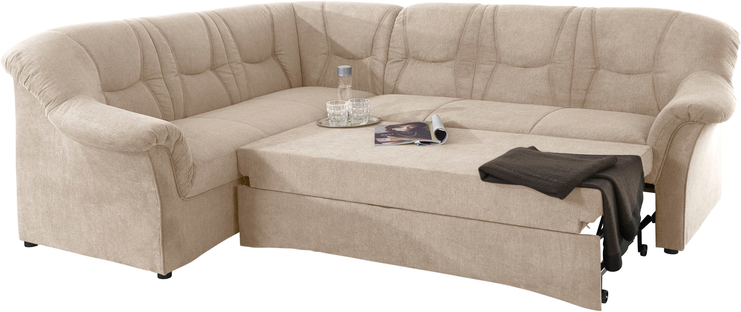 DOMO collection Ecksofa »Sarafina zeitlos und komfortabel, optional mit Federkern, L-Form«, wahlweise mit Bettfunktion
