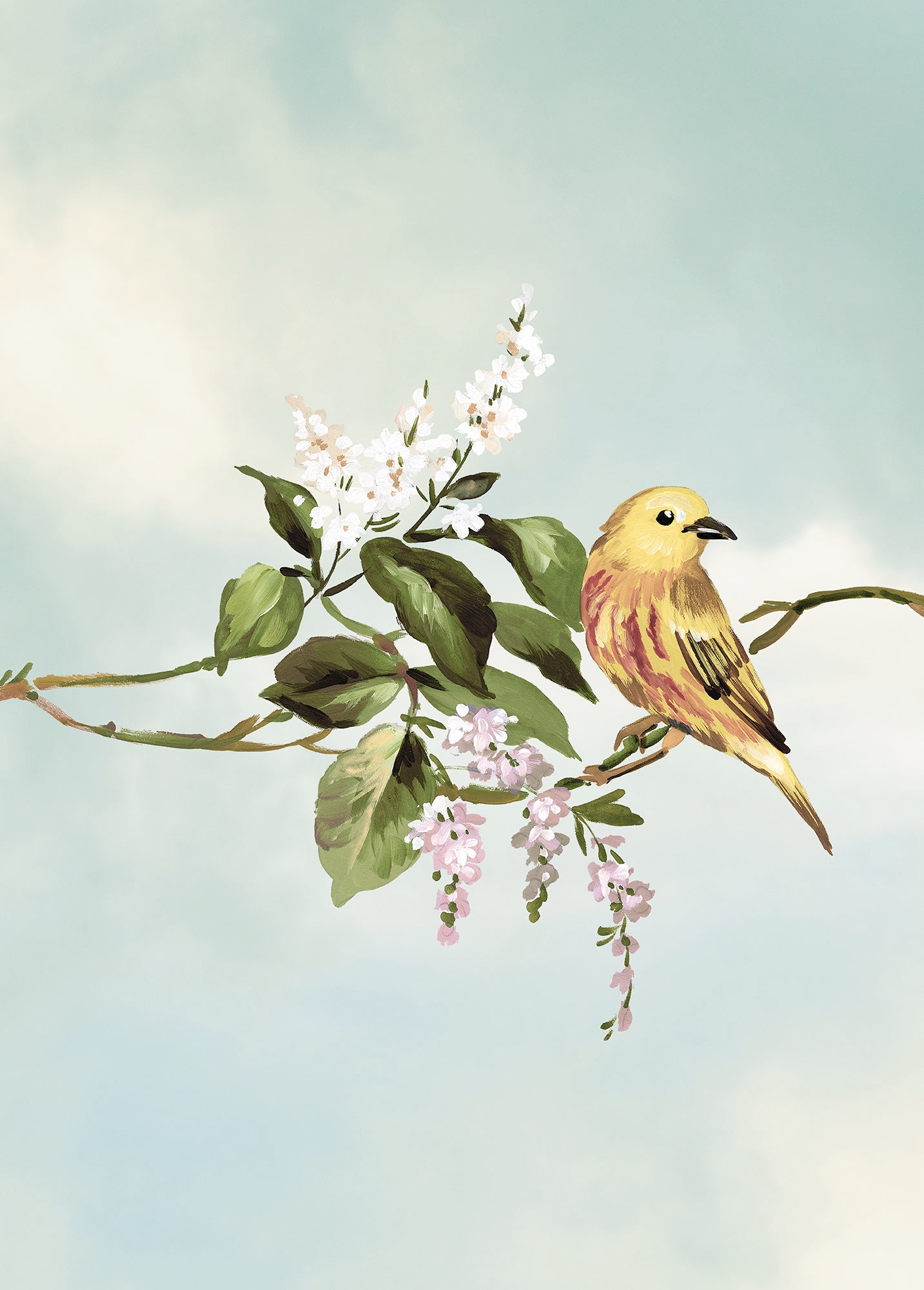 Image of Komar Bild "Gazouillis des Oiseaux" Natur 1 Stk. tlg. Wandbild zur Dekoration - ohne Rahmen