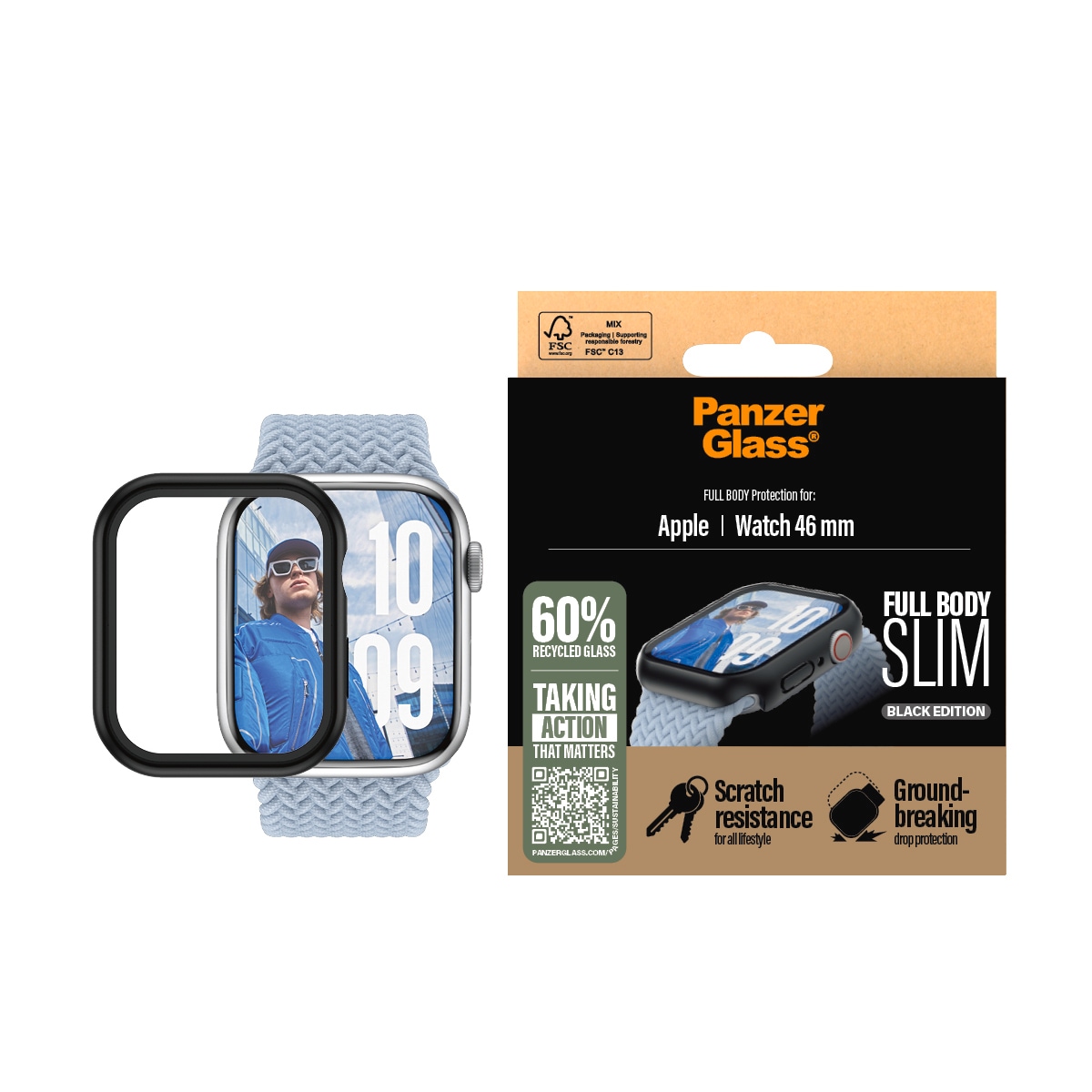 Image of CARE by PanzerGlass Displayschutzglas "Slim Full Body Protection" für Apple Watch 10 46mm Schutzhülle, Schutzfolie, Bildschirmschutz, kratz- & stossfest