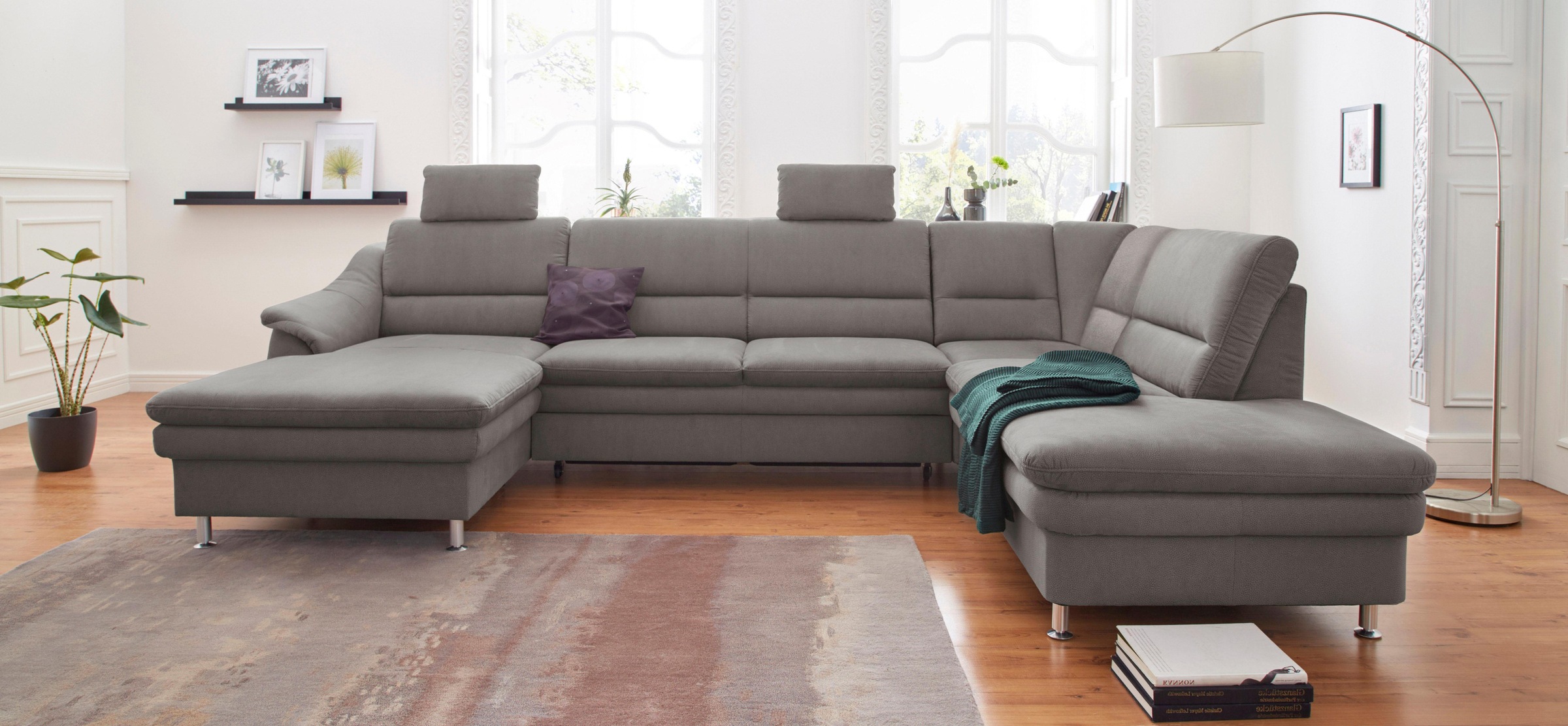 sit&more Wohnlandschaft »Cardoso U-Form«, mit Federkern und Kopfstützen, mit Bettfunktion und Relaxfunktion