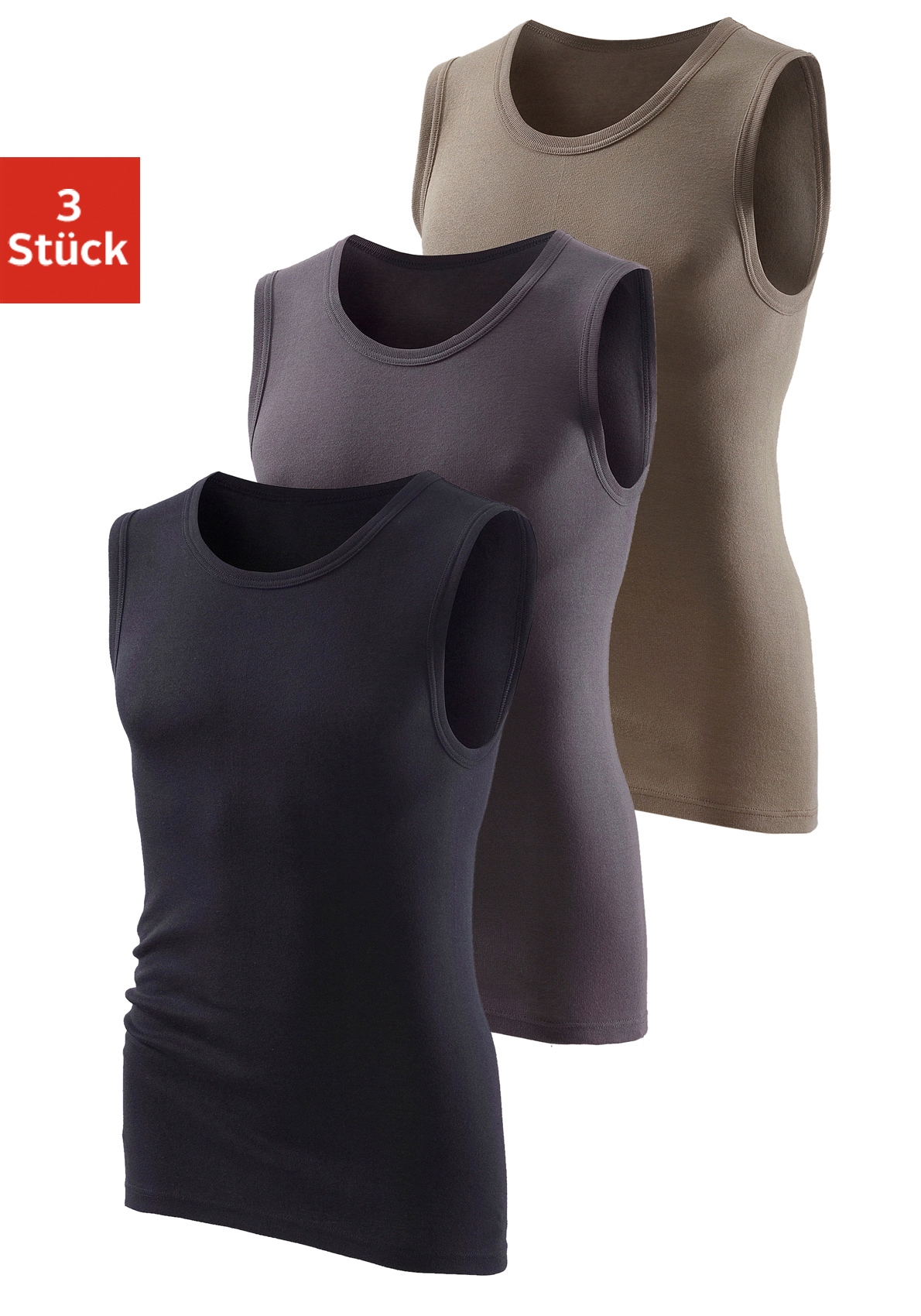 Image of H.I.S Muscleshirt Packung, 3 Stk. aus weicher Feinripp-Qualität