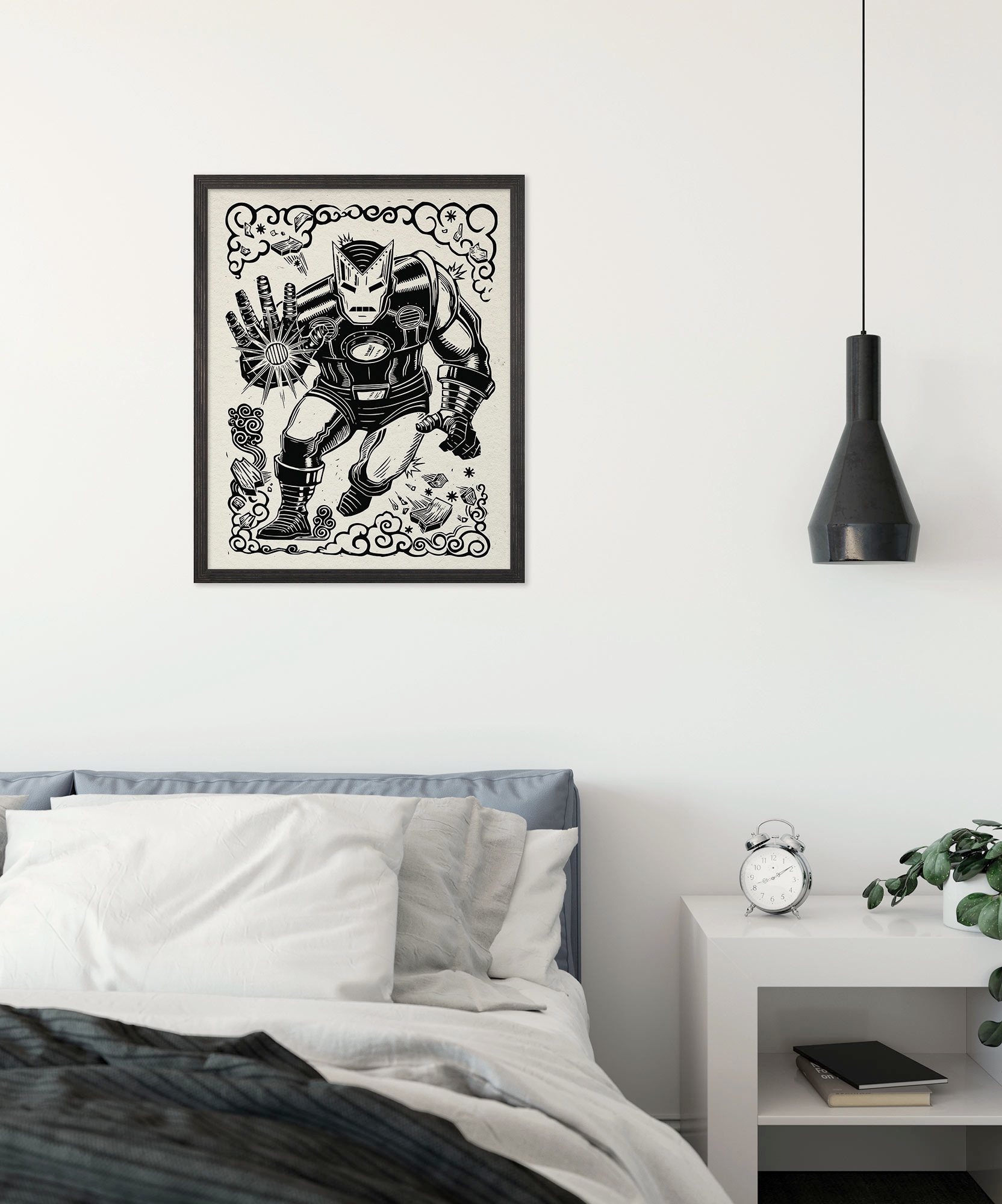 Image of Komar Wandbild "Marvel Iron Man Lino-Cut" Disney Set, 1 Stk. tlg. 30 x 40 cm (Breite x Höhe) - Kinderzimmer, Dekoration