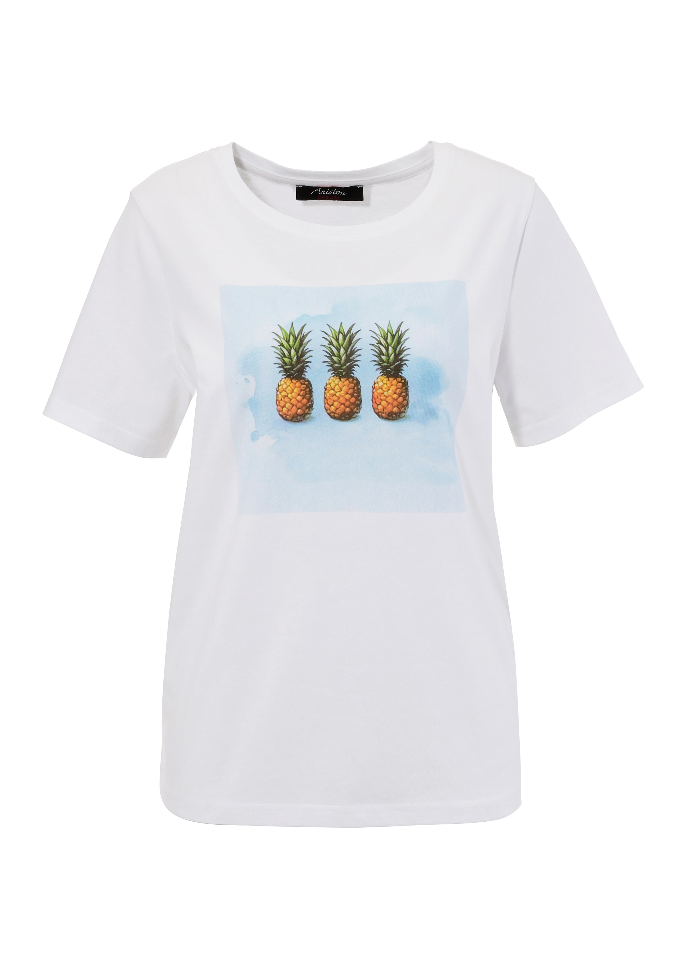 Aniston CASUAL T-Shirt, mit tropischem Ananas-Frontdruck