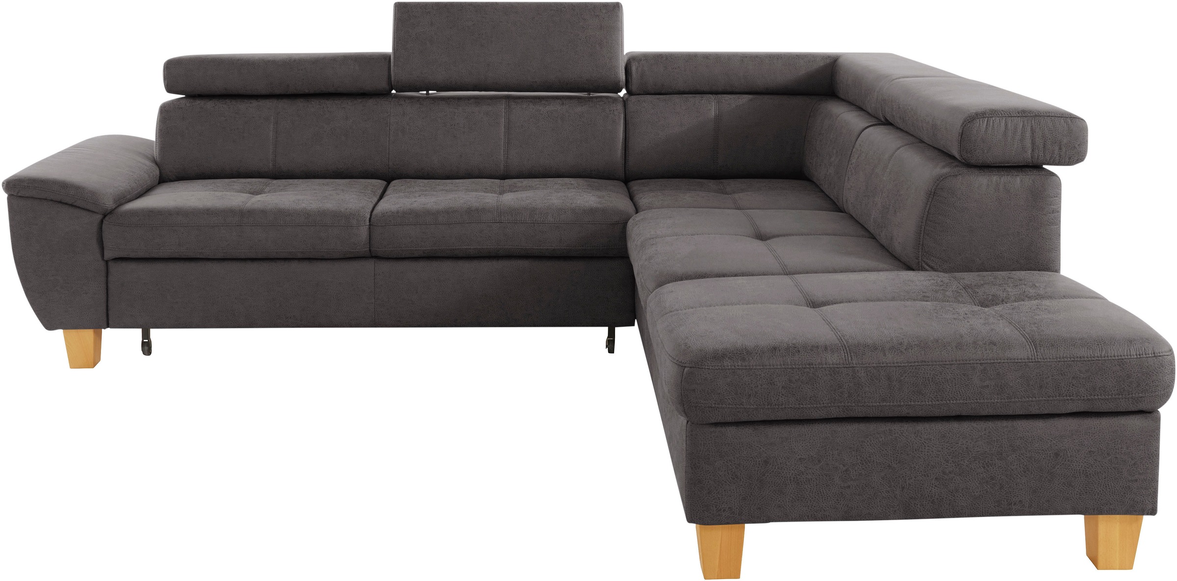 exxpo - sofa fashion Ecksofa »Enya, aufwendige Detailverarbeitung, hoher Sitzkomfort, bequem, L-Form«, mit Kopfteilverstellung, wahlweise Bettfunktion u. Bettkasten