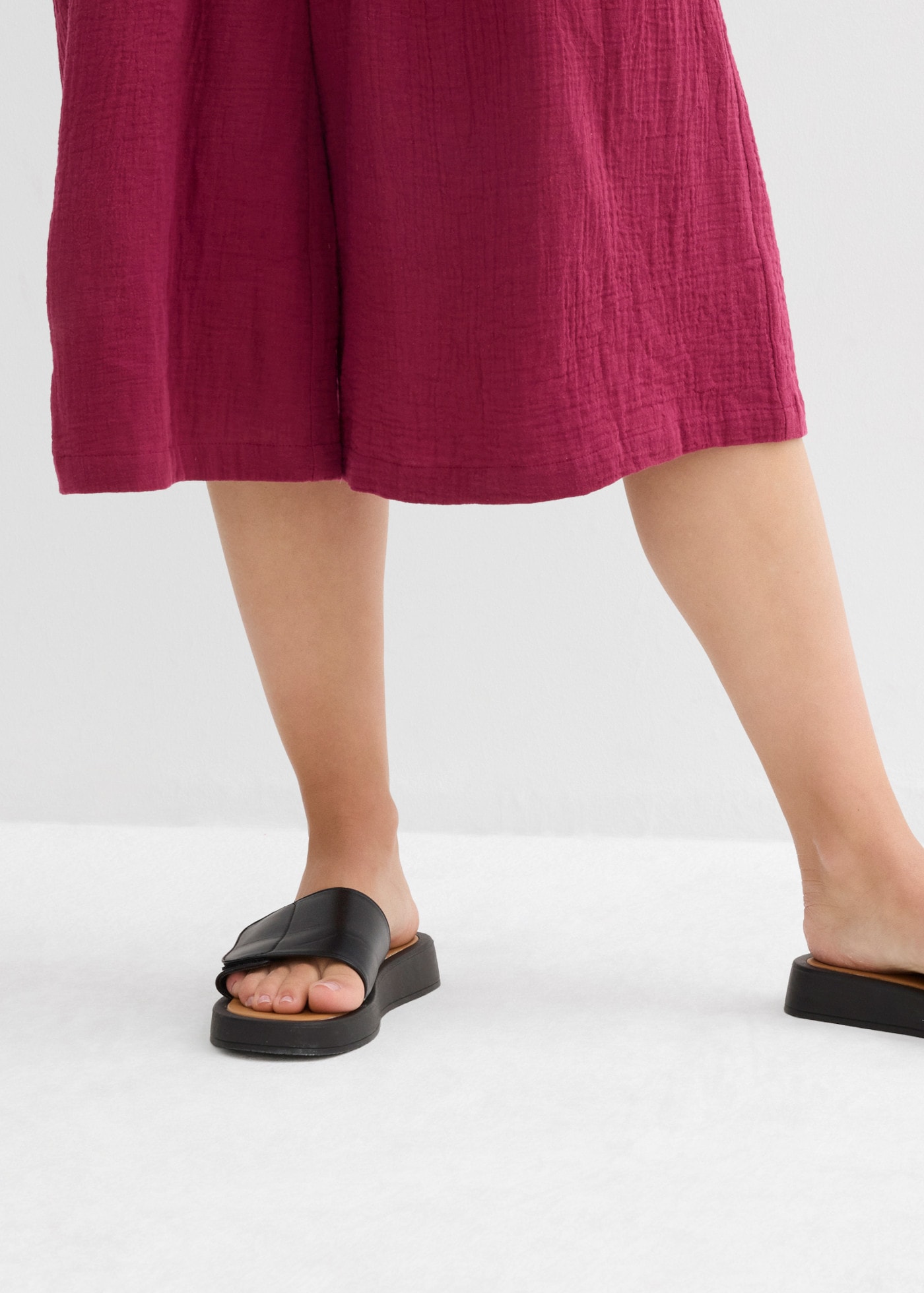 bonprix Caprihose  mit breitem Gummibund, aus reiner Baumwolle, Loose Fit Passform