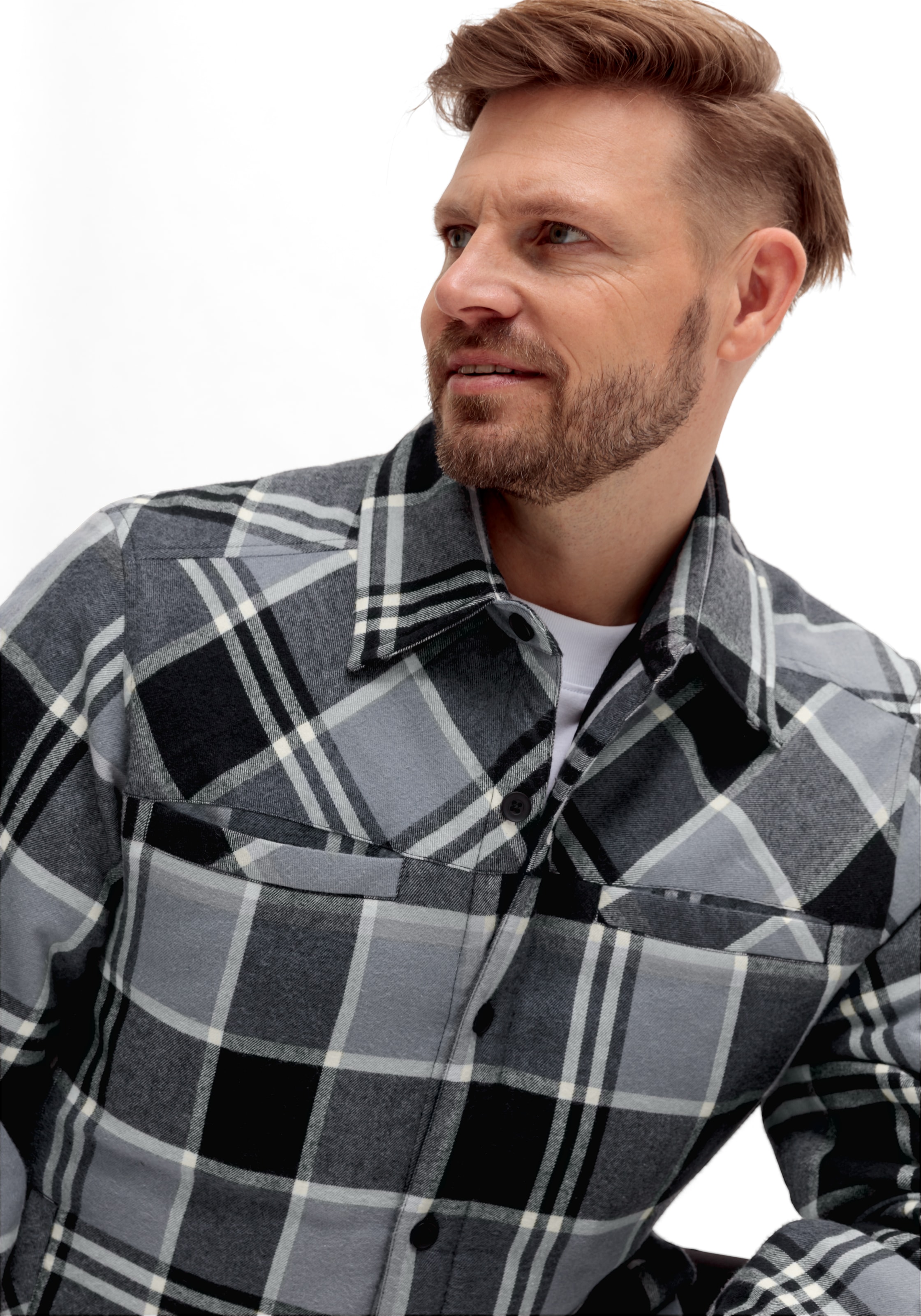 Maier Sports Chemisier fonctionnel »Camquadri M« wattiertes Herren Hemd warmes Fleecematerial