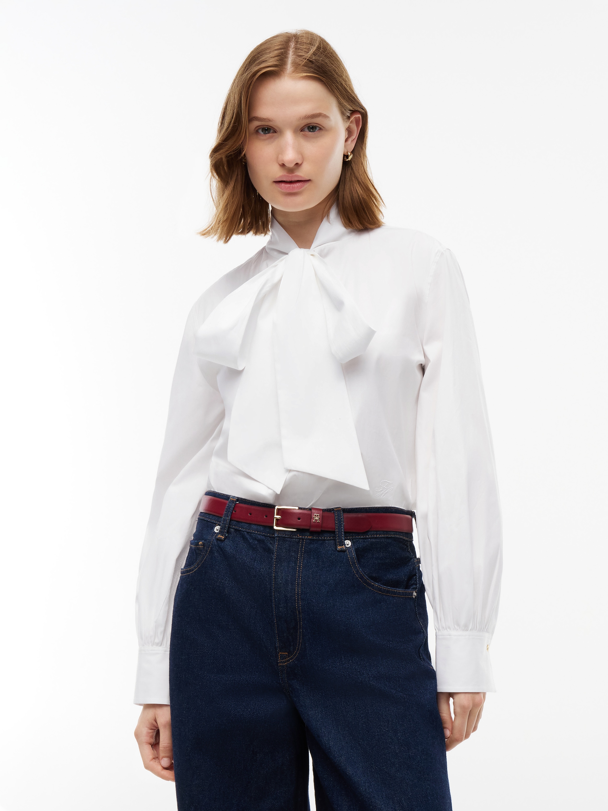Image of Tommy Hilfiger Langarmbluse "POPLIN BOW TIE LS SHIRT" Baumwolle