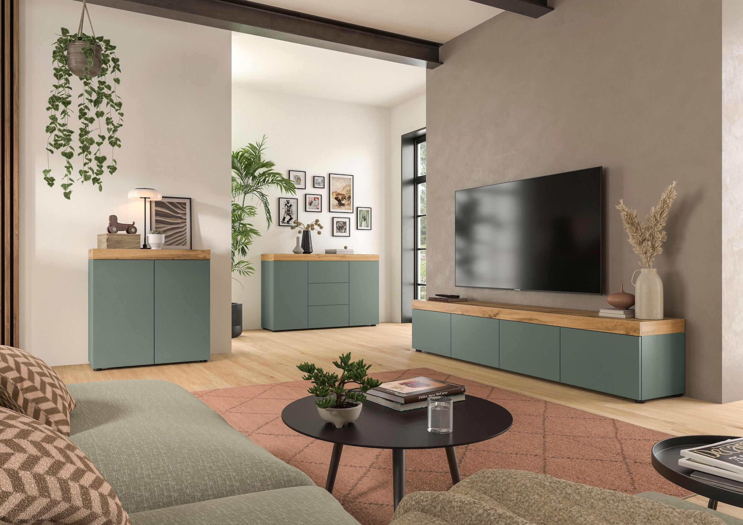 GOODproduct Table basse »MAMBO, TOPSELLER!, Breite 200cm, 4 Klappen, stehend oder hängend« 2 farbige Ausführung, in verschiedenen Farben erhältlich, 1 cuis tlg. Lowboard, TV Unterschrank, Tv-Schrank, Wohnzimmer