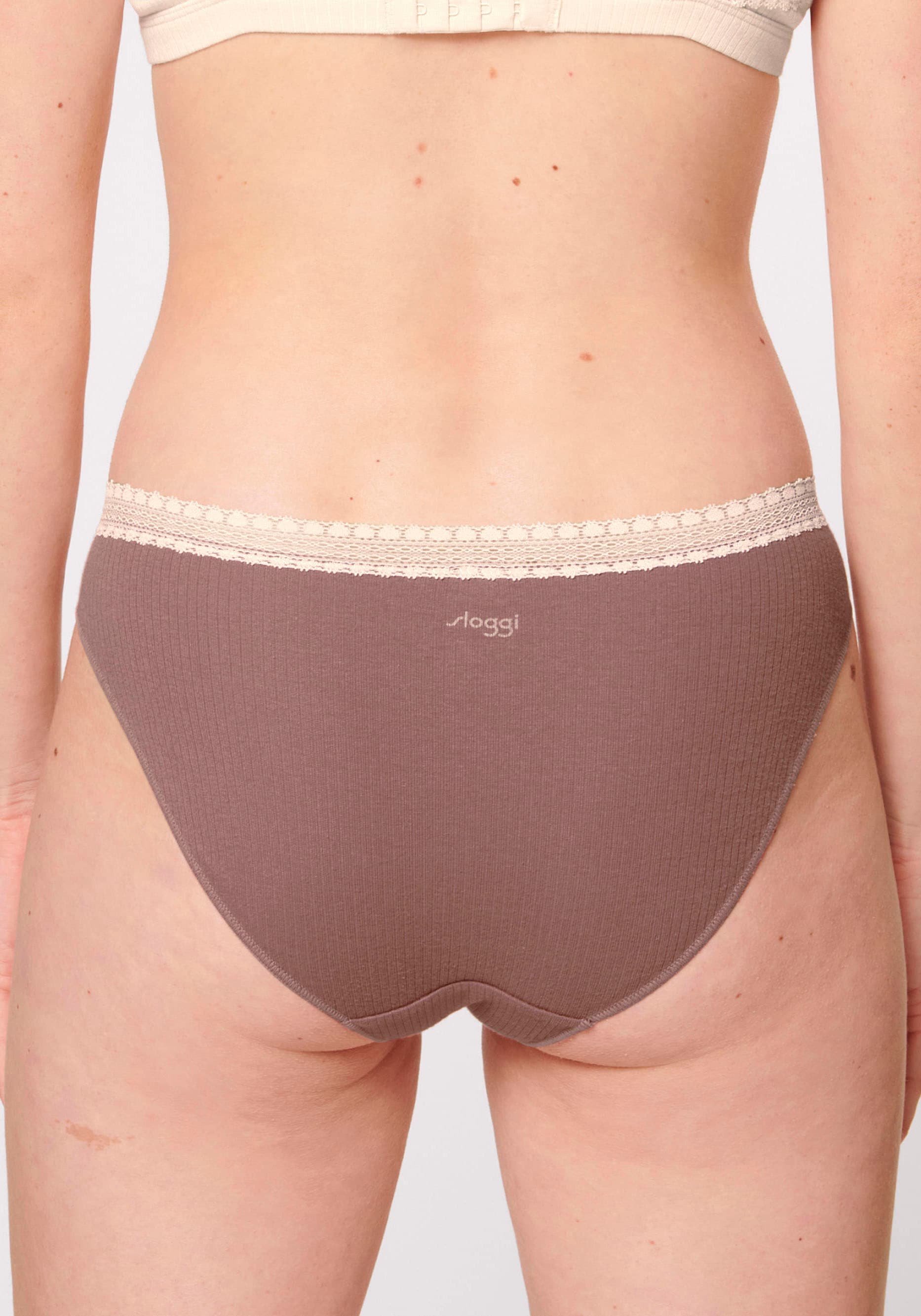 sloggi Tai-Slip »GO Ribbed« 2er Pack,  Feinripp, Baumwollmix, Stretch-Spitze, bequem, elastisch, weich