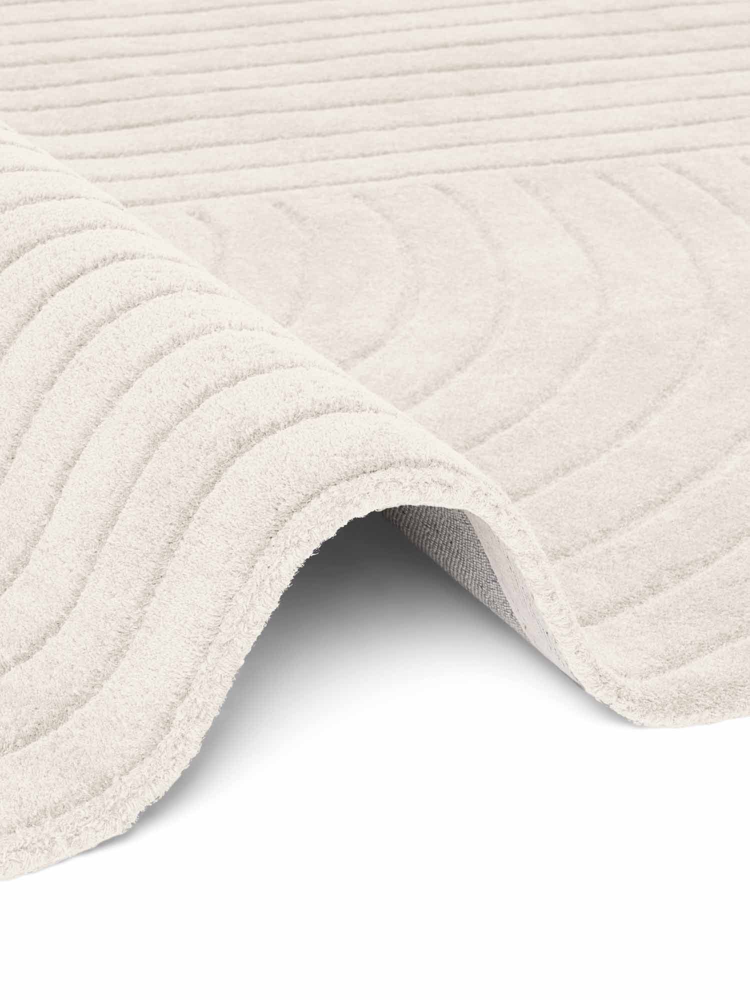 vikosa Wollteppich »Arcura« rechteckig 15 mm Höhe Wolle Handgemacht, Hoch-Tief-Effekt, Geometrisches Linien Wellendesign