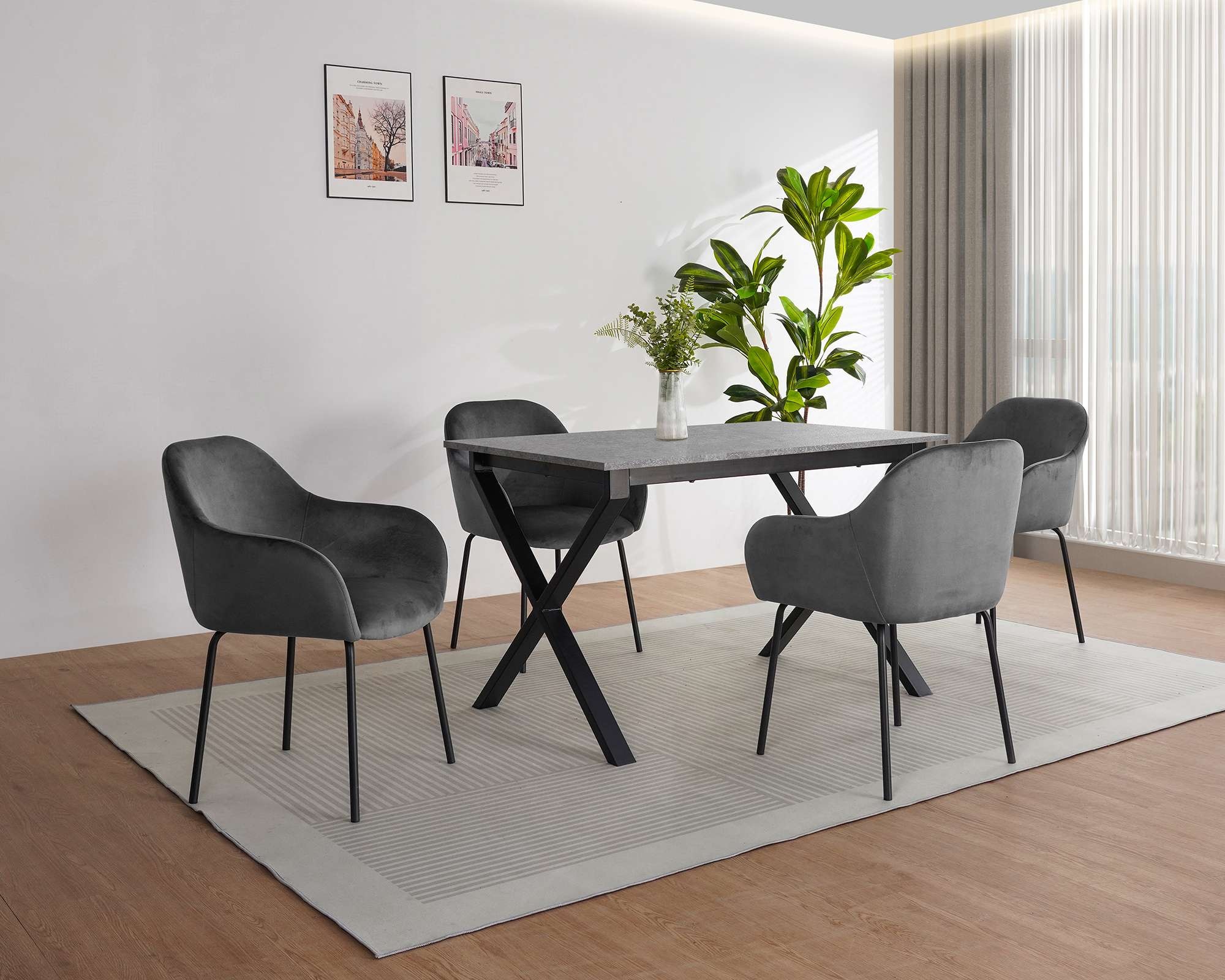 GOODproduct Chaise de salle à manger »Dannika« () pflegeleichter Veloursstoff, schwarze Metallbeine, Sitzbreite 41 cm