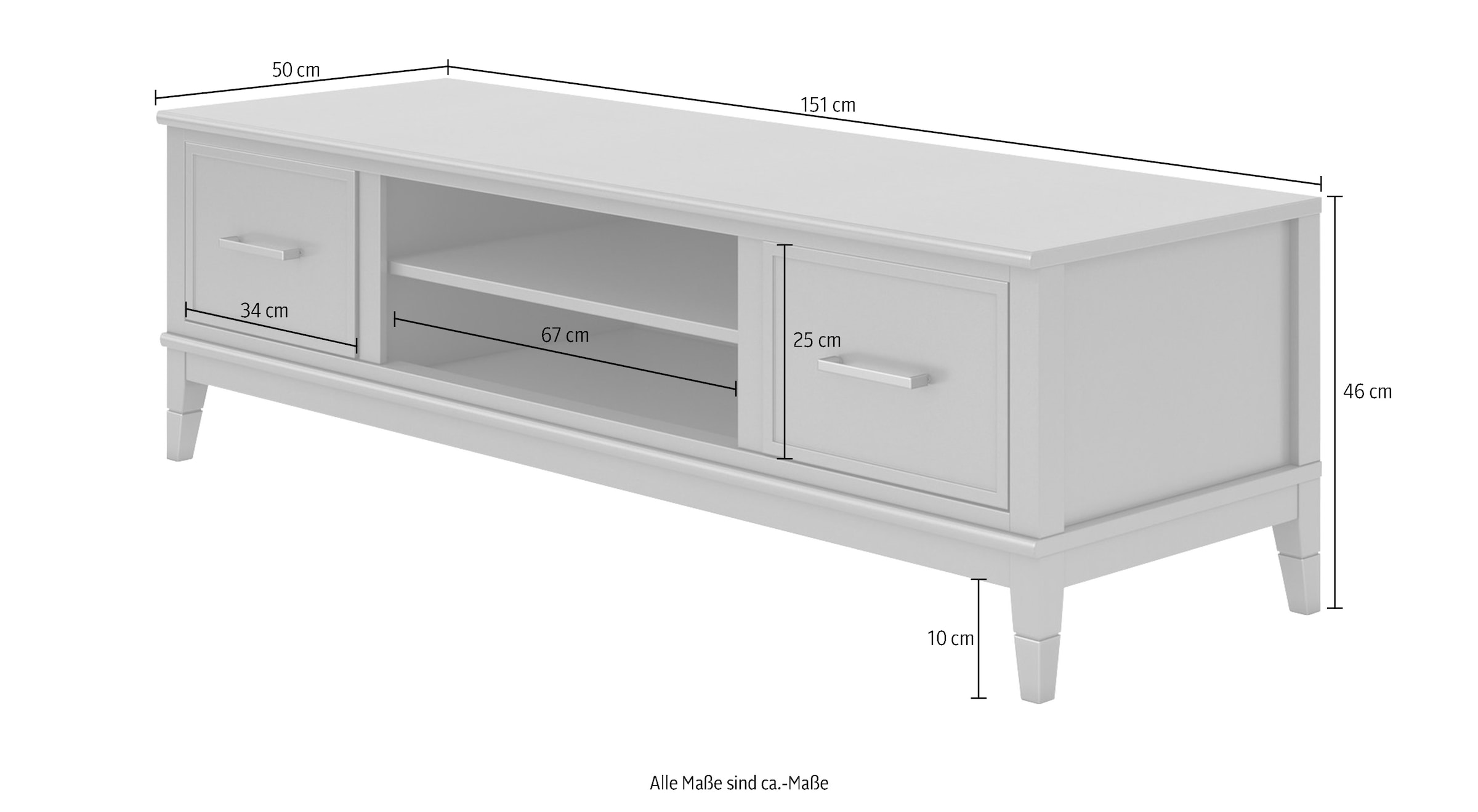 CosmoLiving by Cosmopolitan Table basse »Westerleigh« Kommode mit 3 x Kabeldurchführungen, MDF, Breite 152 cm