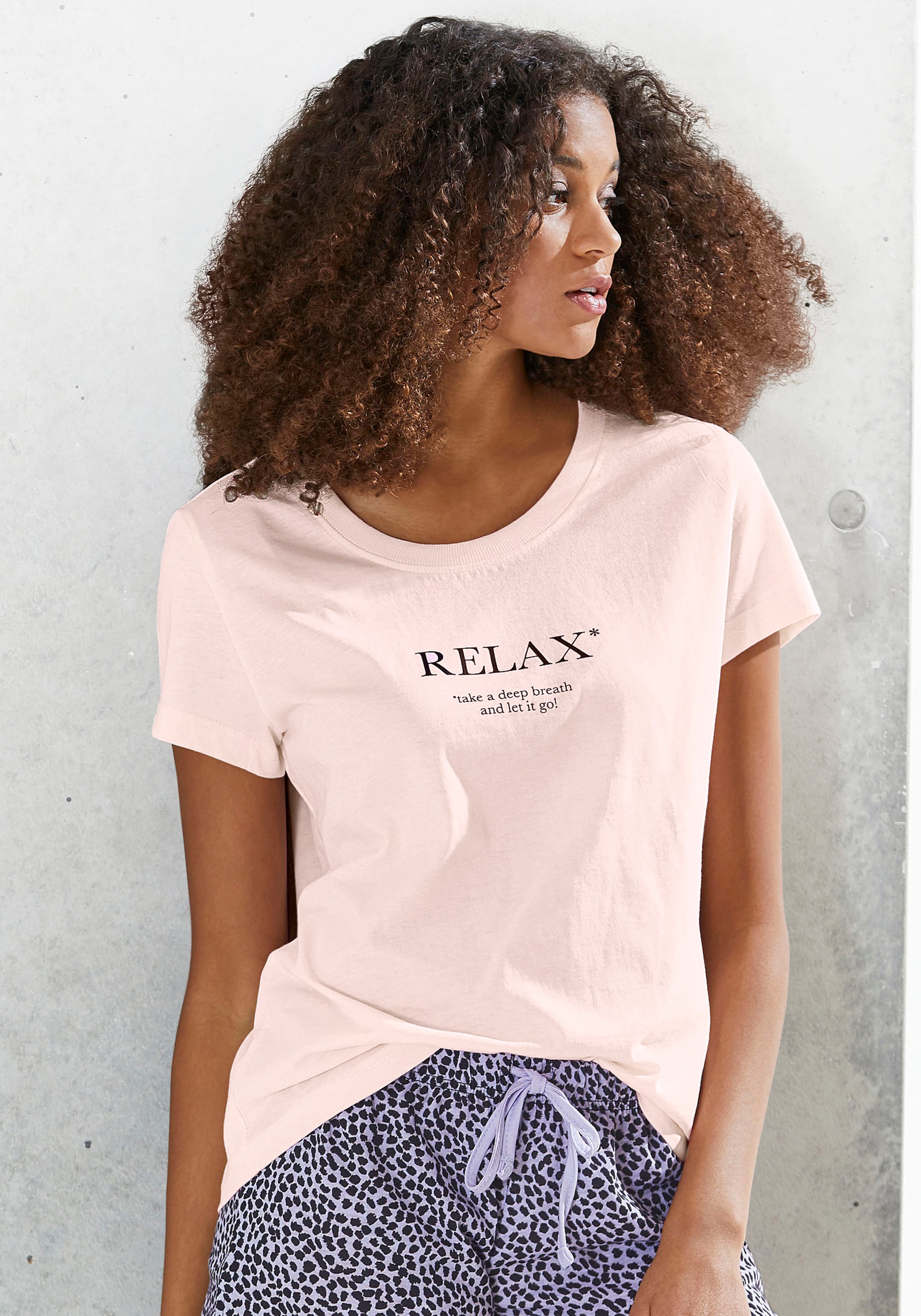 Image of Vivance Dreams Pyjamaoberteil 1 mit Statementdruck